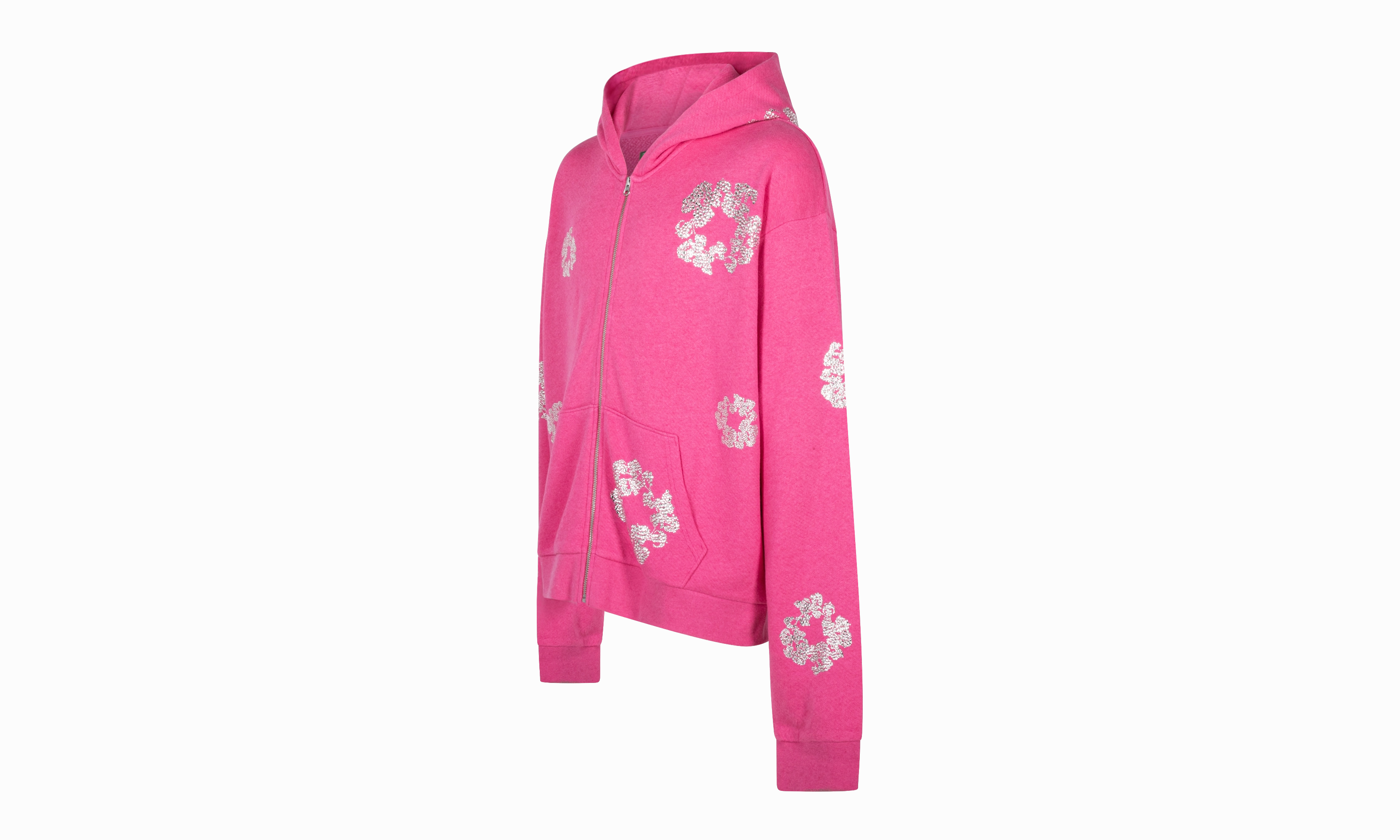 Cashmere Swarovski Cotton Wreath Zip Hoodie "Pink"