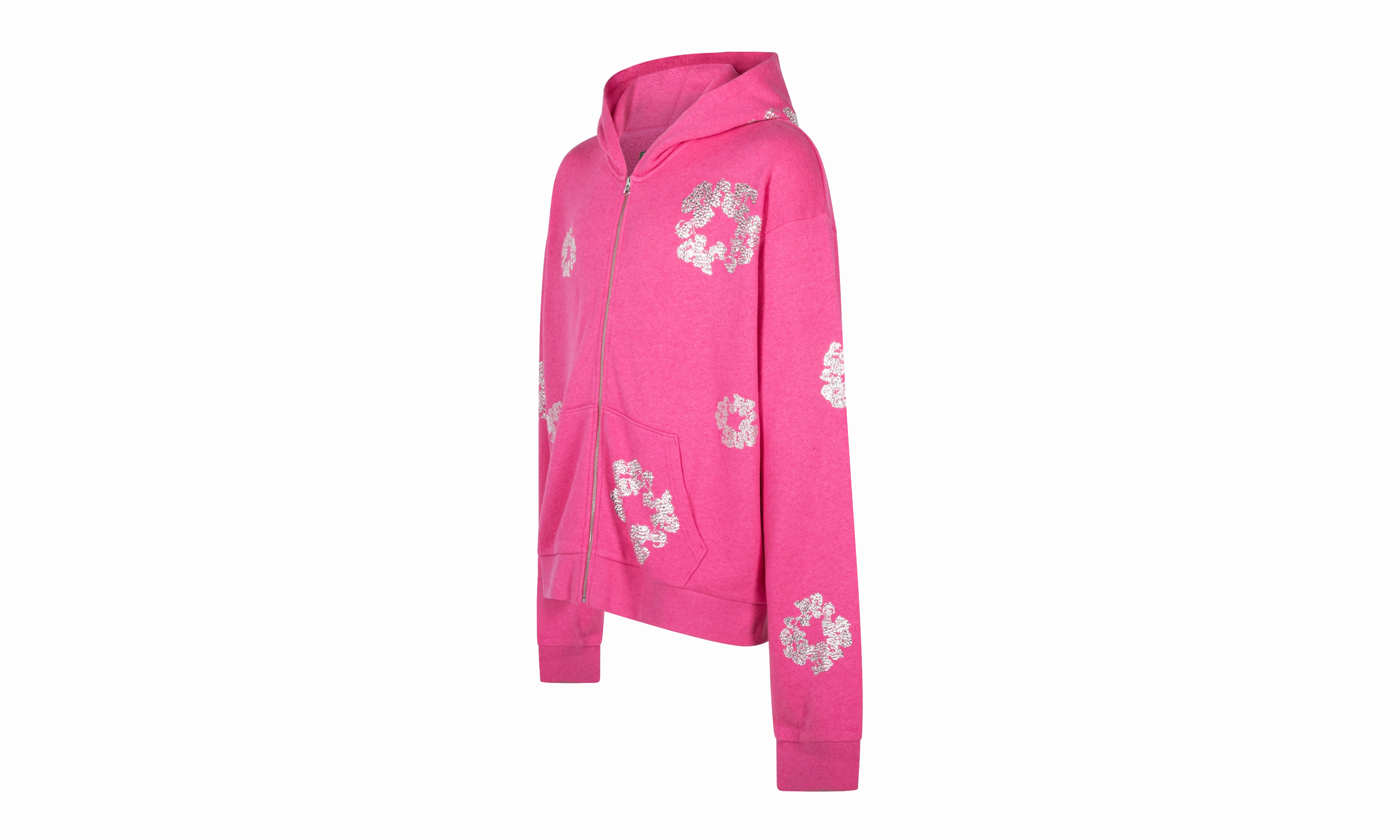 Cashmere Swarovski Cotton Wreath Zip Hoodie "Pink"