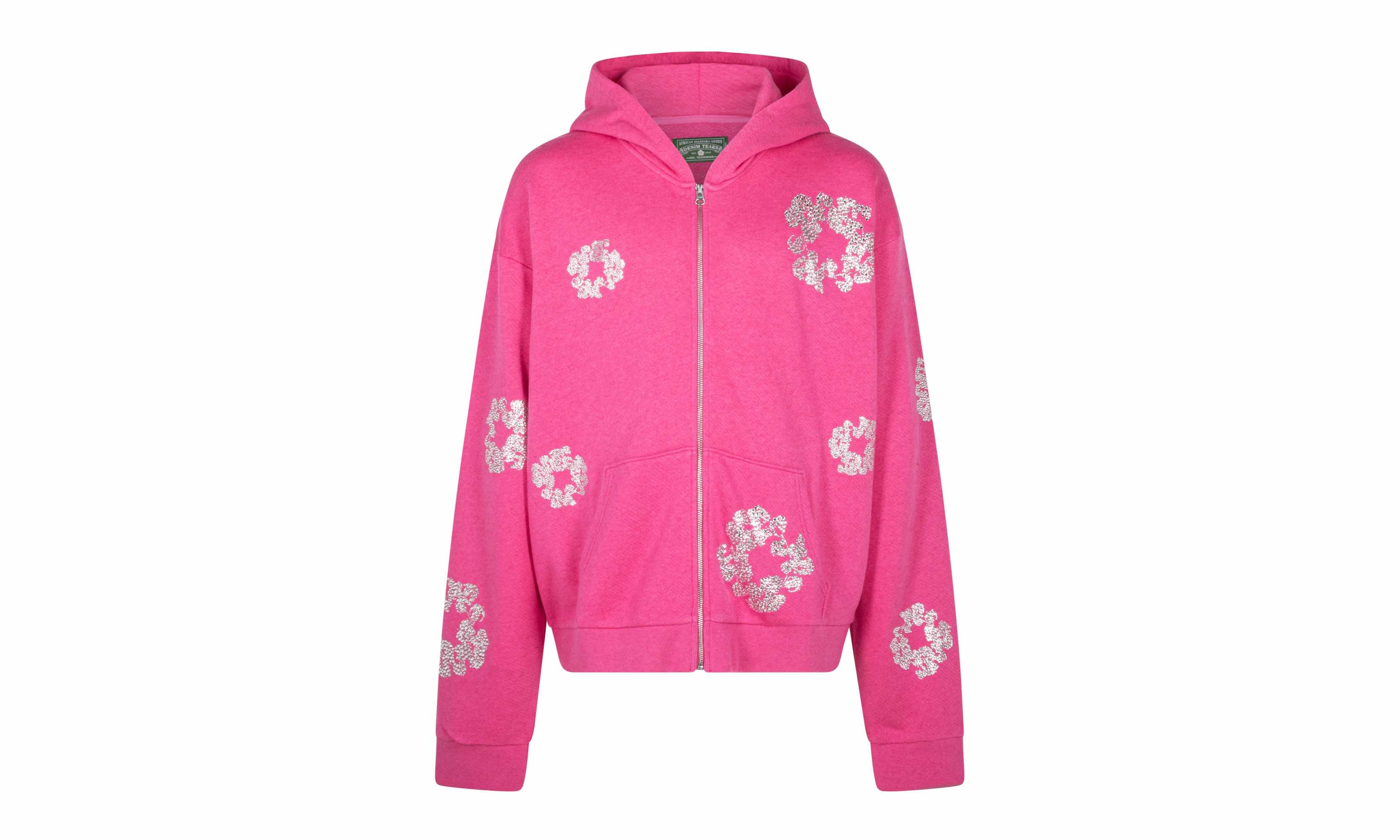 Cashmere Swarovski Cotton Wreath Zip Hoodie "Pink"