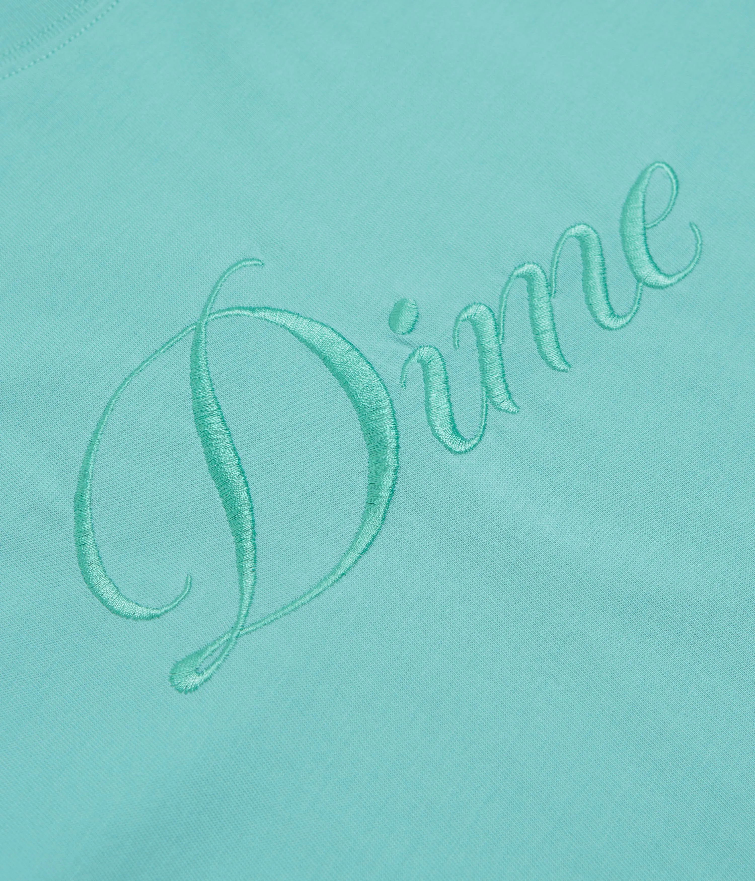 Long Lasting Color Retention Dime Cursive T-Shirt - Vintage Teal