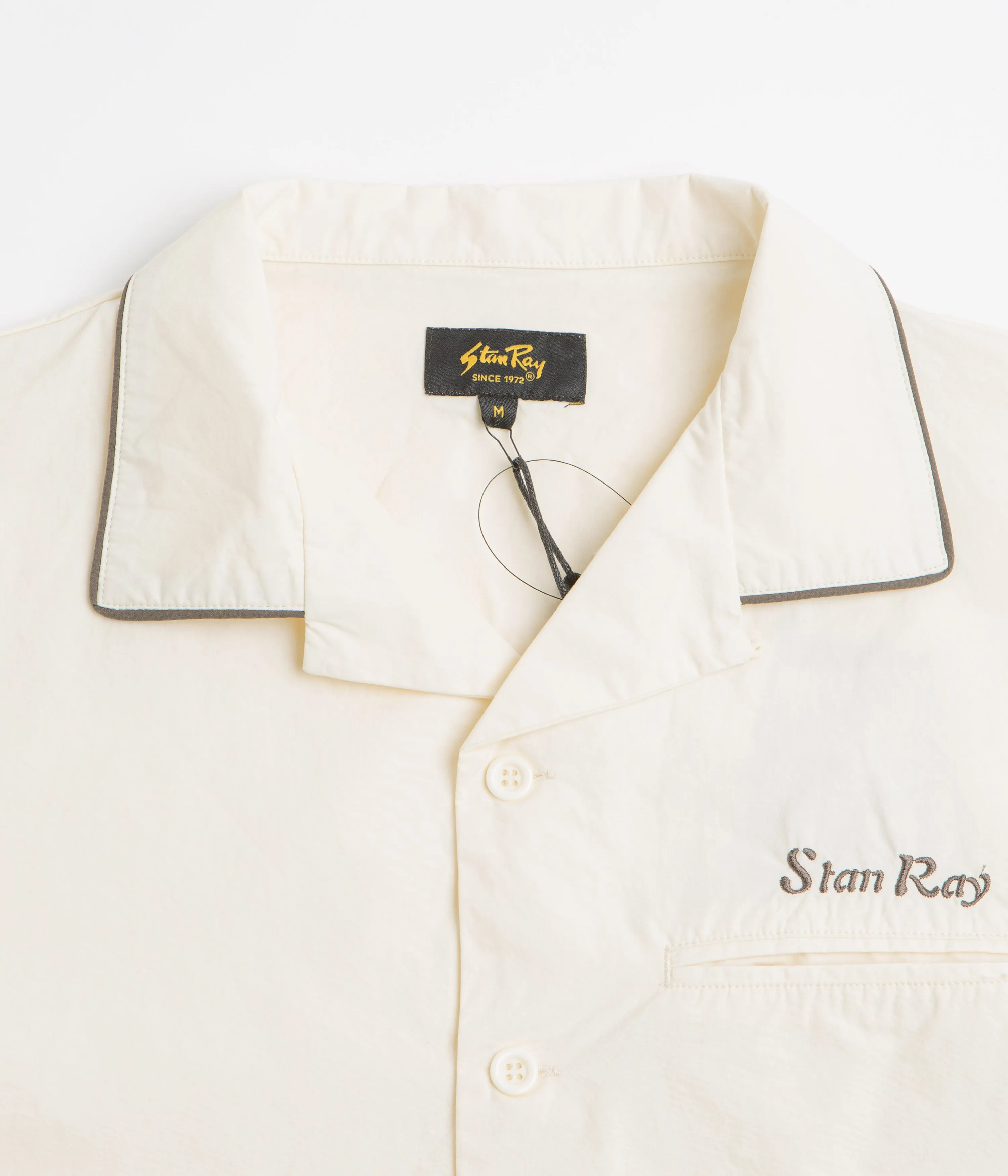 Morning Comfort Stan Ray Short Sleeve Bowling Shirt - Natural / Matt Black