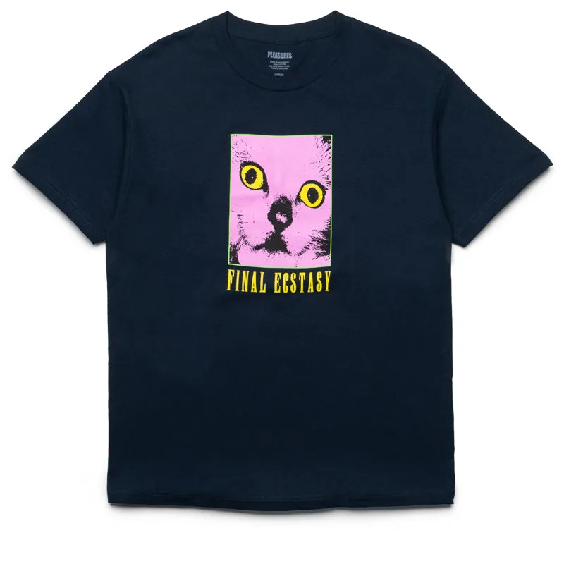 Fade Resistant Cuffed hem Pleasures Final Tee - Navy