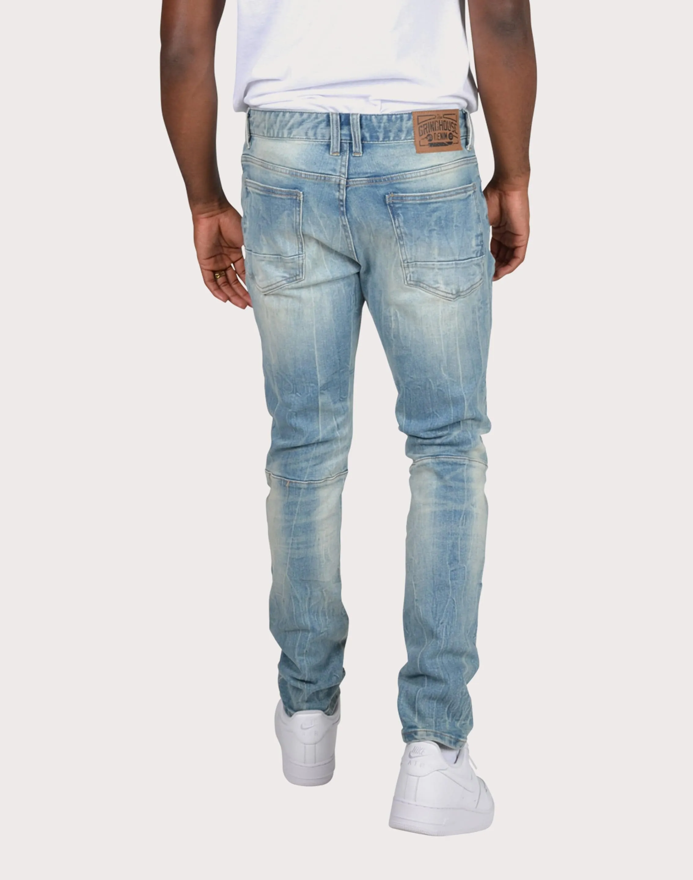 Grindhouse Slim Fit Taper Vintage Denim Jeans Hero Tale GridTexture
