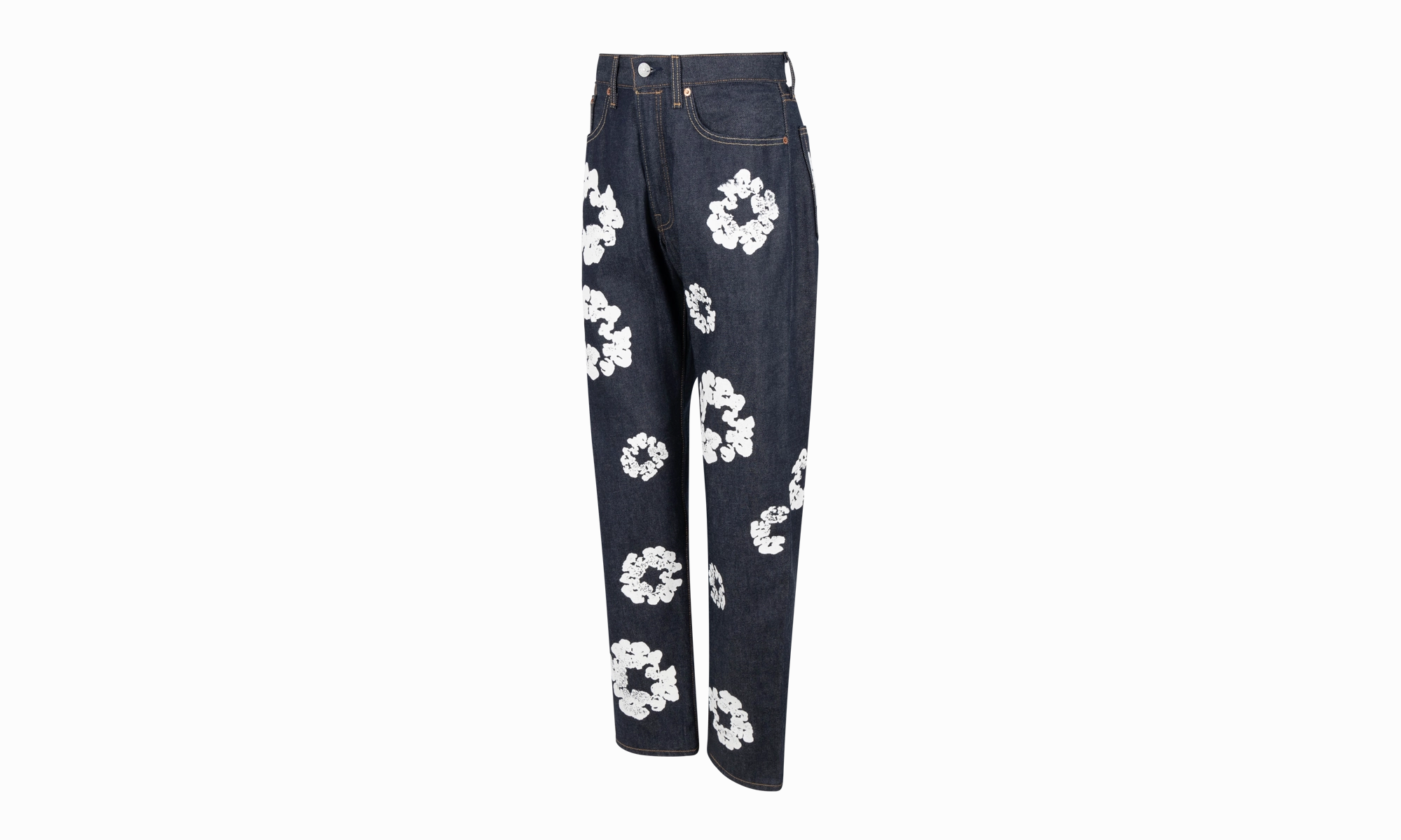Button Fly Closure Clean Silhouette The Cotton Wreath Denim Jeans "Selvedge"