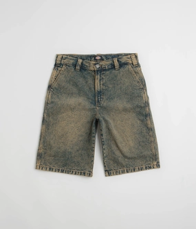 Dickies Madison Denim Shorts - Yellow Fade Indigo Impact Absorbing Padding Warm Days