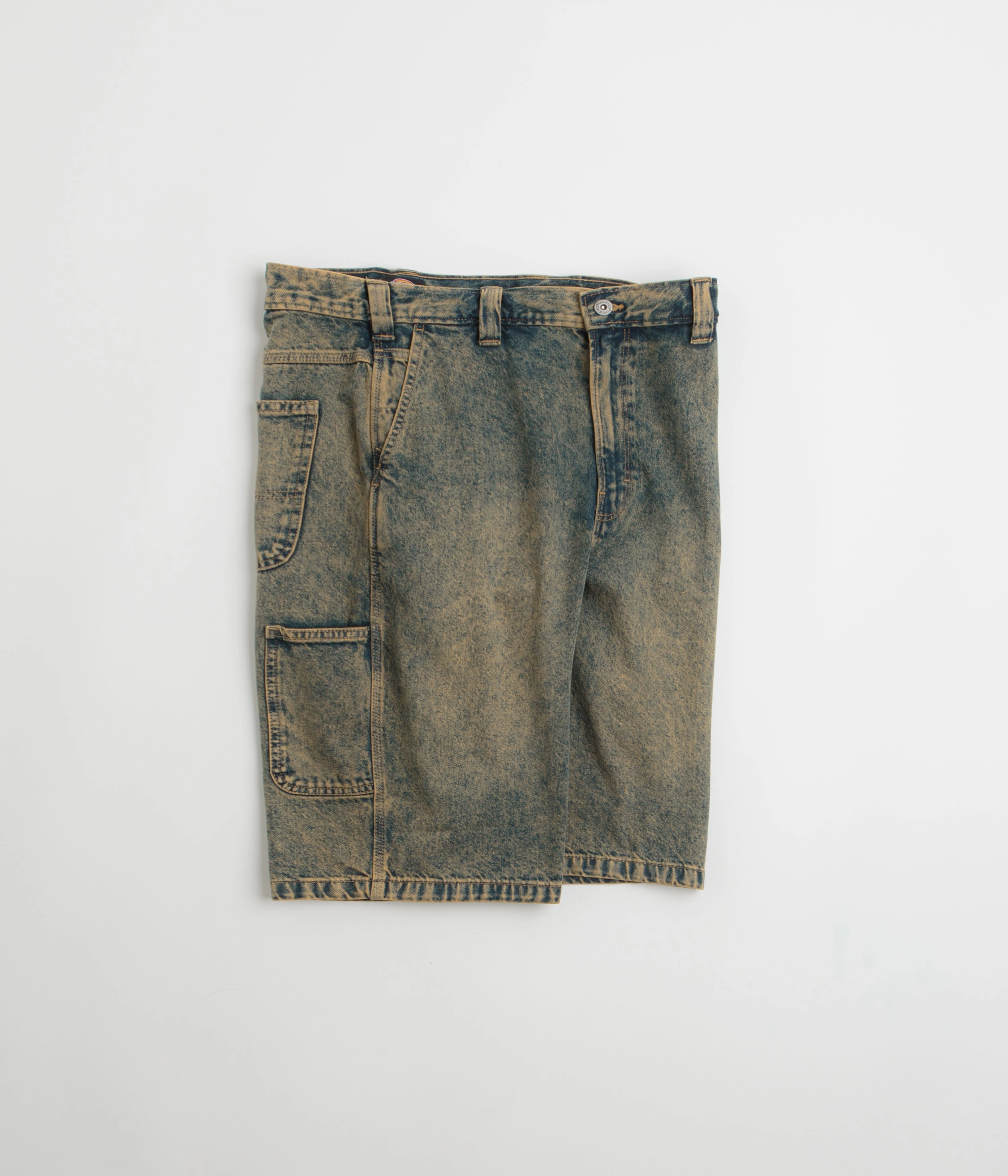Dickies Madison Denim Shorts - Yellow Fade Indigo Patchwork Design