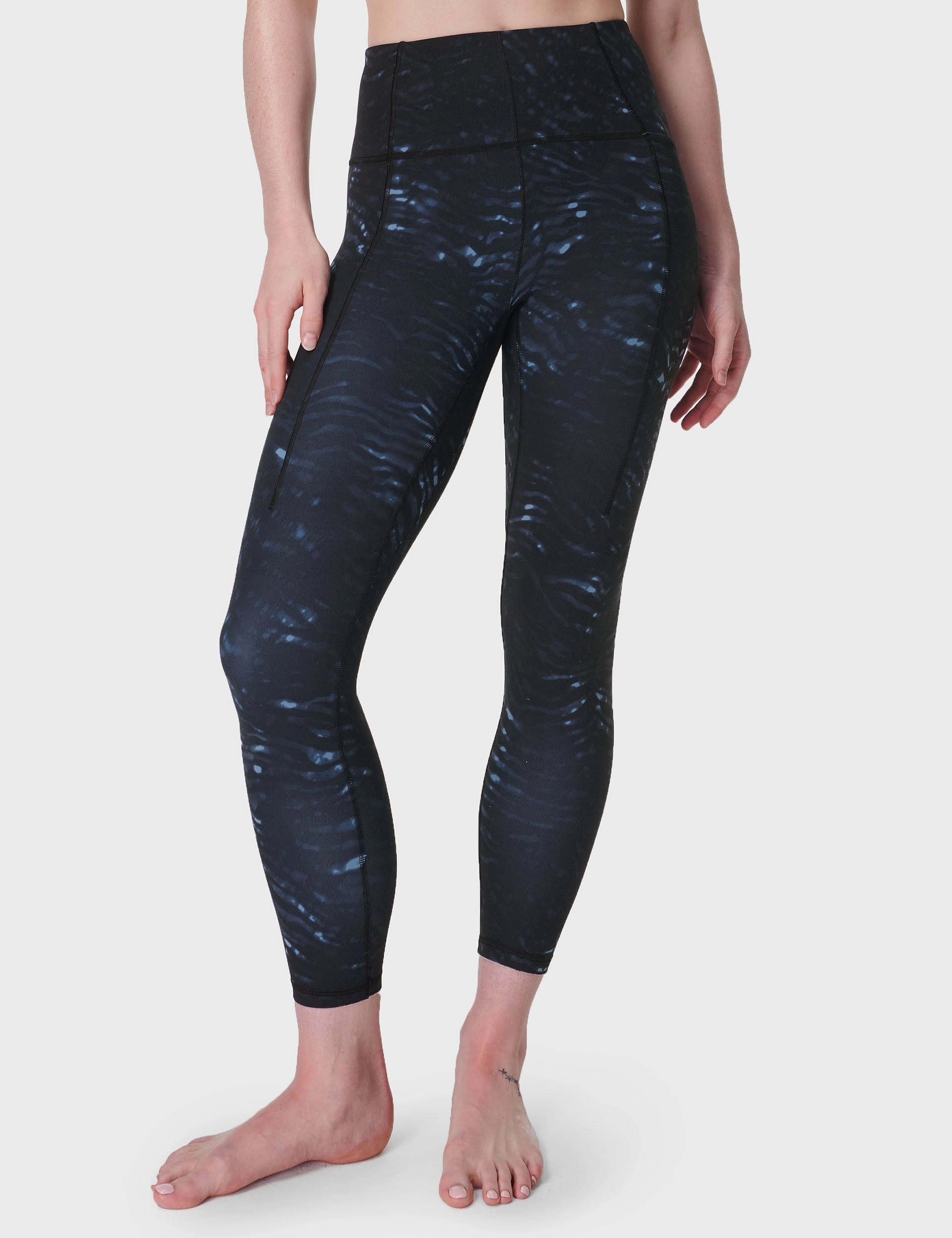 Super Soft 7/8 Yoga Leggings - Blue Tundra Tiger Print Petite Size Non See