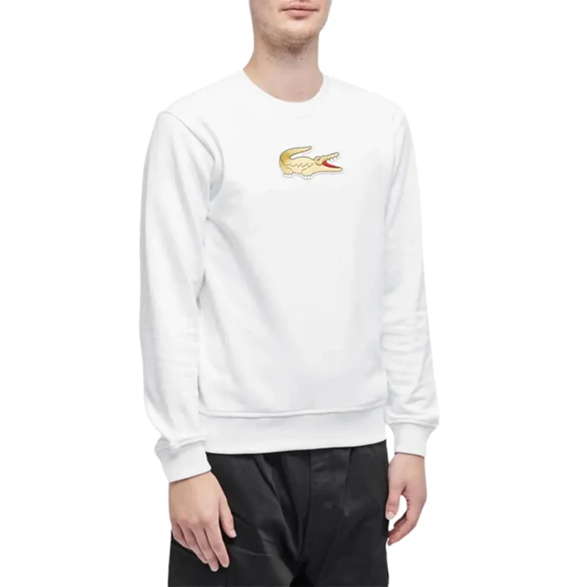 Calm Core City Beat CDG X LACOSTE CROC LOGO CREWNECK - WHITE