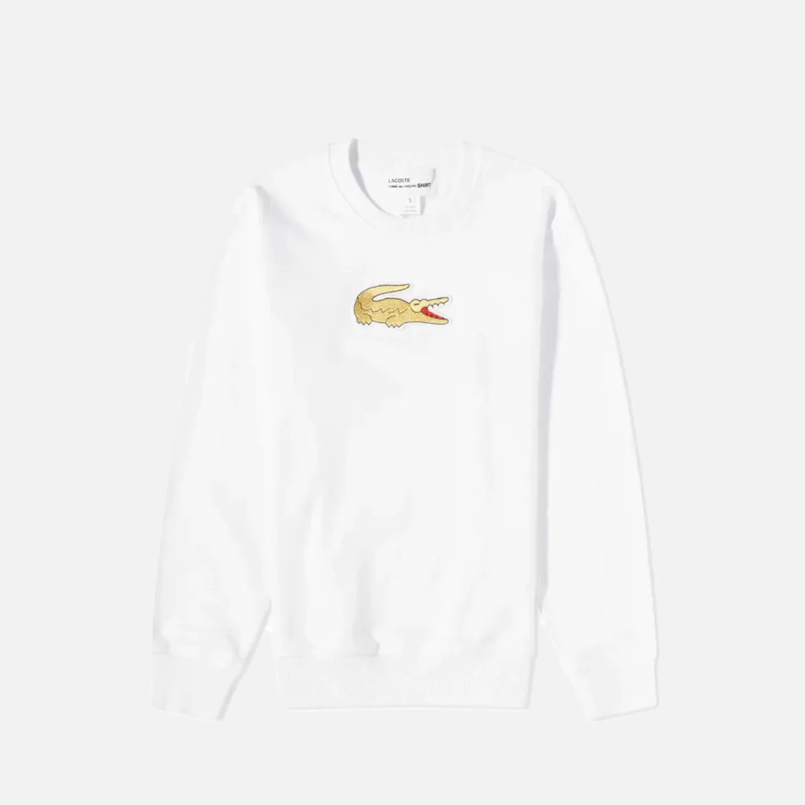 LightweightTextile Wild Mood CDG X LACOSTE CROC LOGO CREWNECK - WHITE