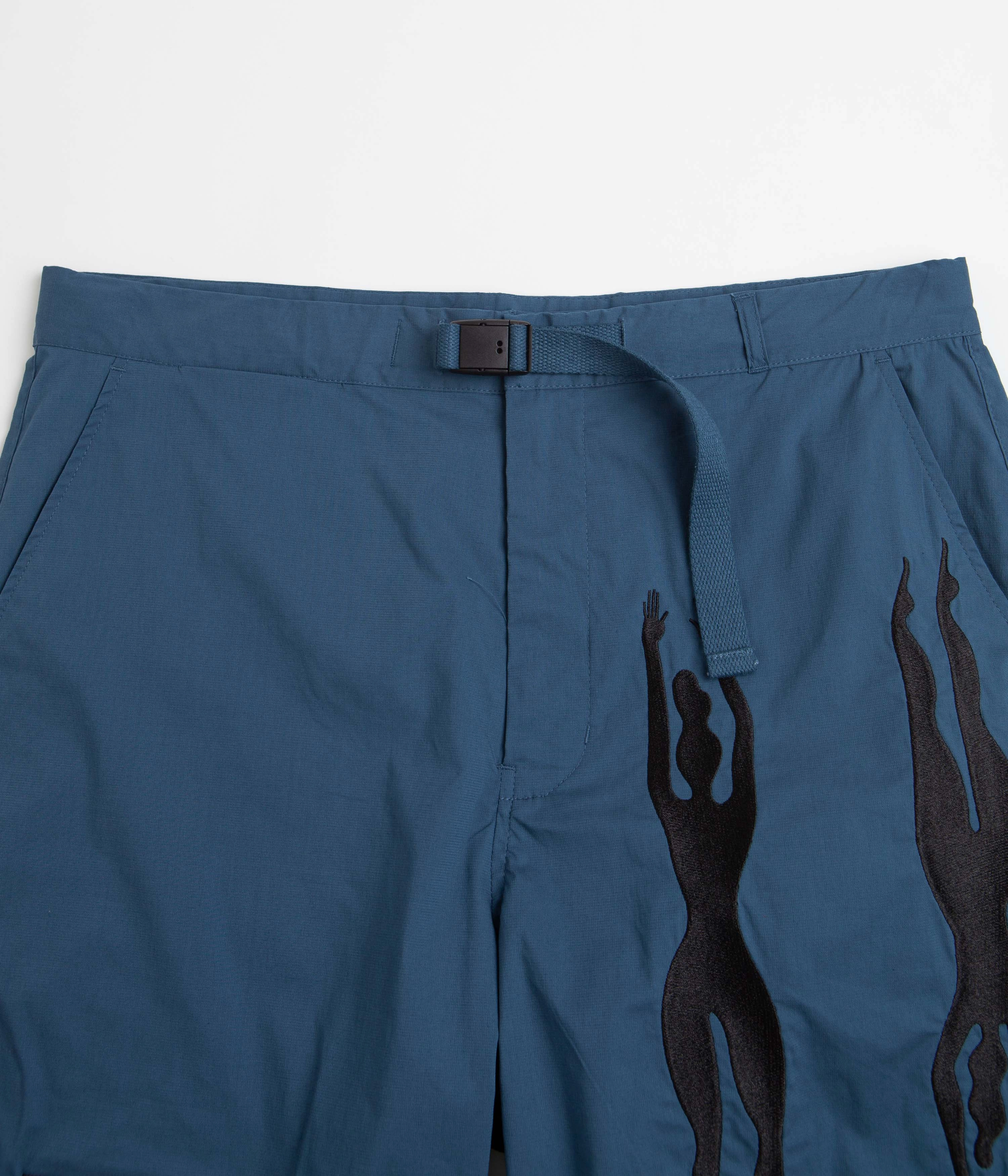 Abrasion Resistant Fabric food industry by Parra Zebra Striped P Shorts - Teal