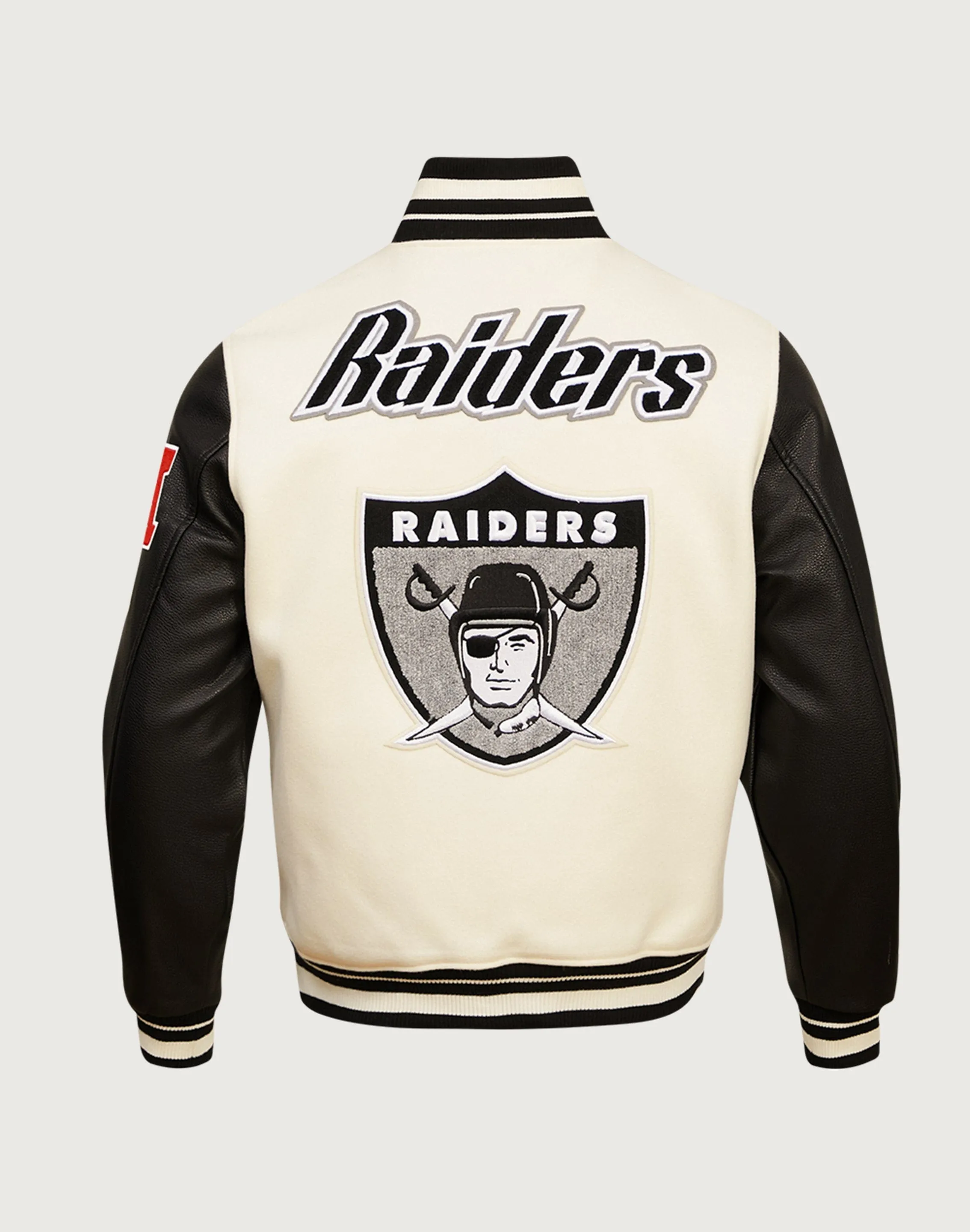 Pro Standard NFL Las Vegas Raiders Retro Classic Rib Wool Varsity Jacket elastic waistband SeamlessPockets