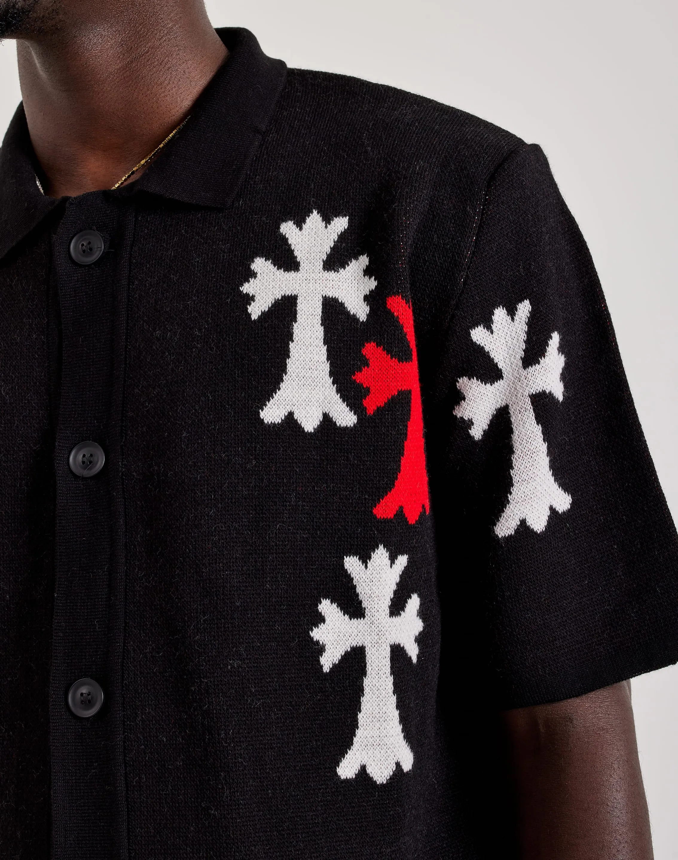 Chapter By Kohli Cross Knit Button Shirt Recycled Polyester Blend Morning Ease