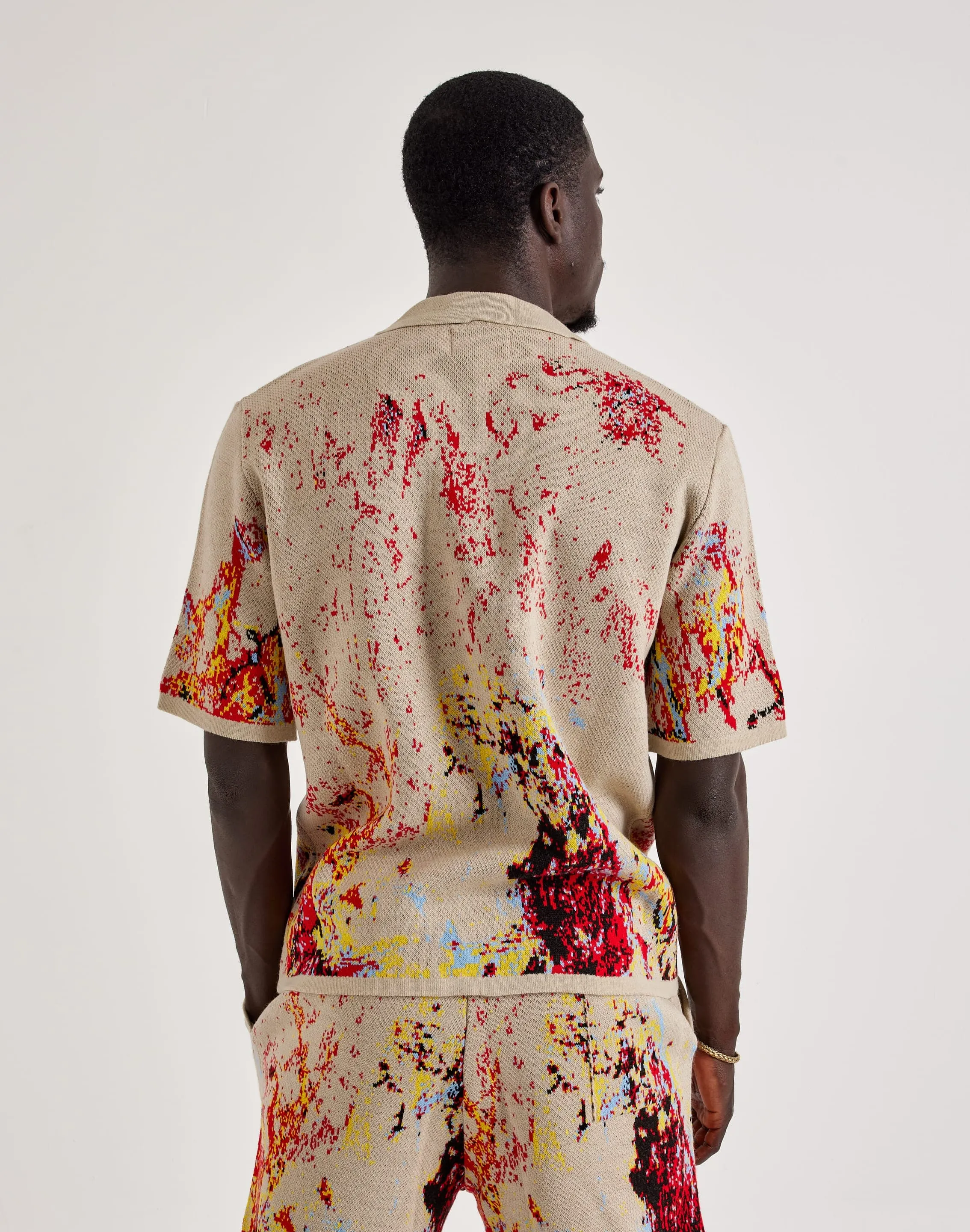 ReflectiveDetails Trend Base Chapter By Kohli Heart Paint Splatter Knit Button Shirt