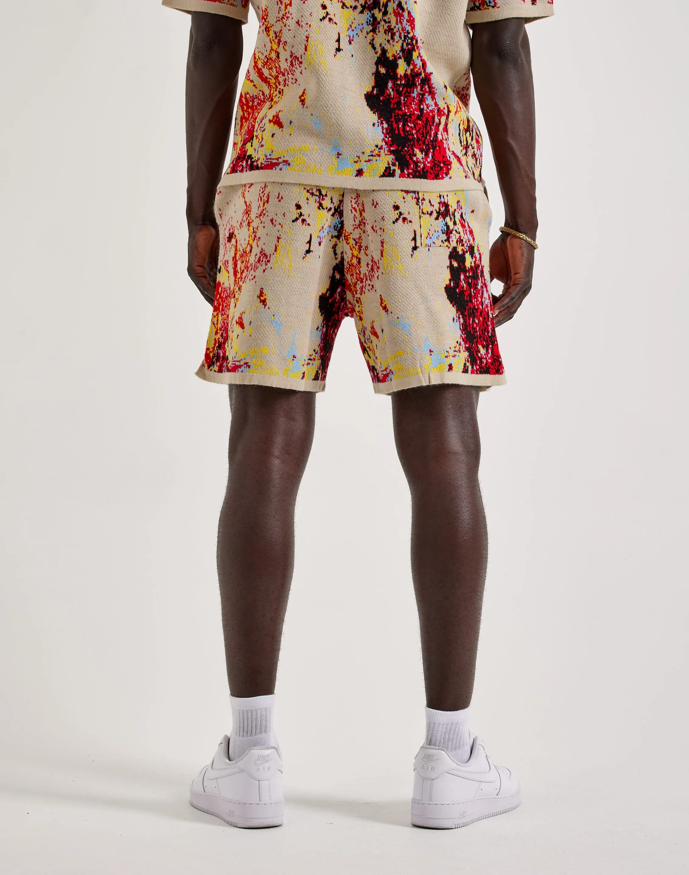 EcoFriendly Material Chapter By Kohli Heart Paint Splatter Knit Shorts