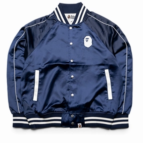 A Bathing Ape Nylon Varsity Jacket - Navy Proclaim