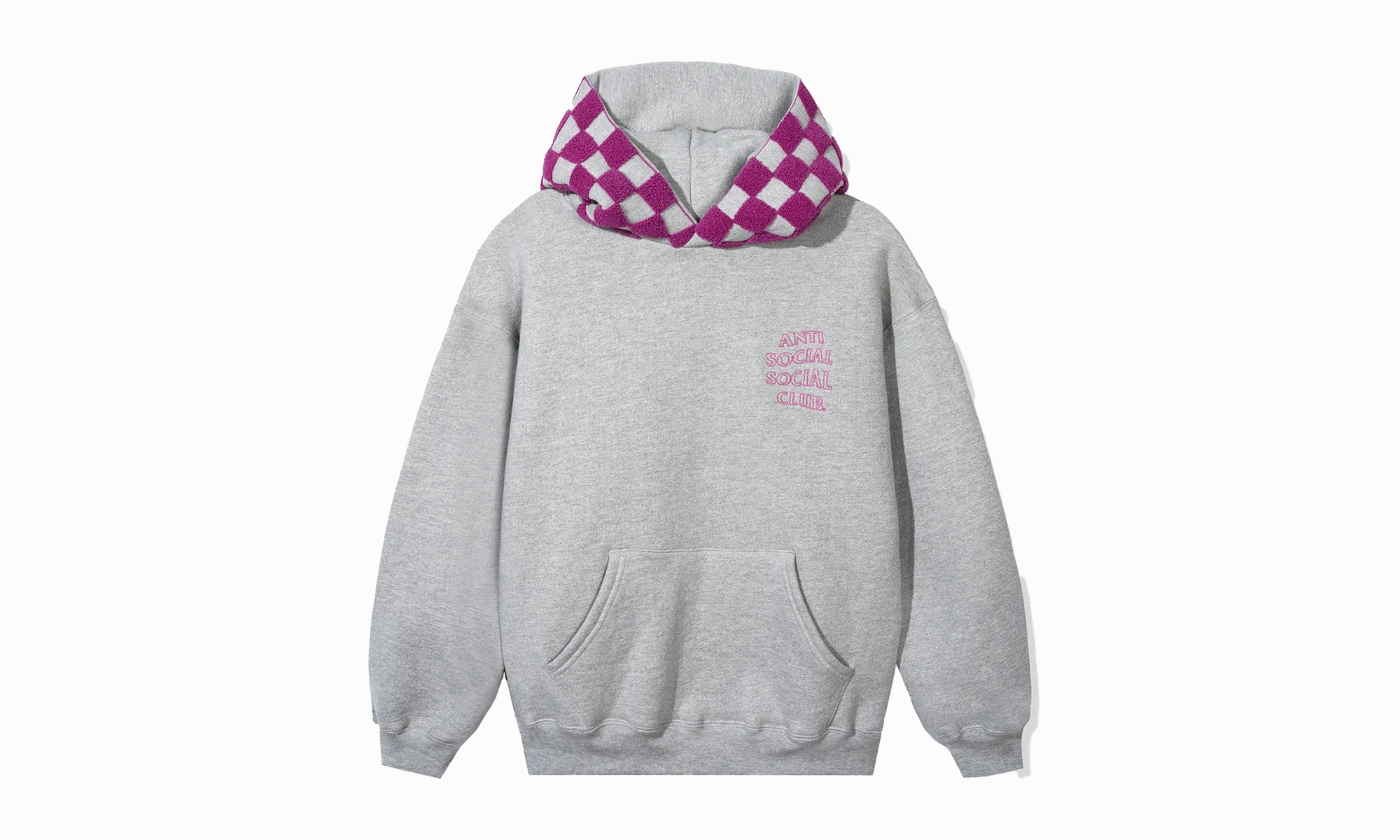 Checkered Flag Hoodie "Heather Grey w/ Pink"