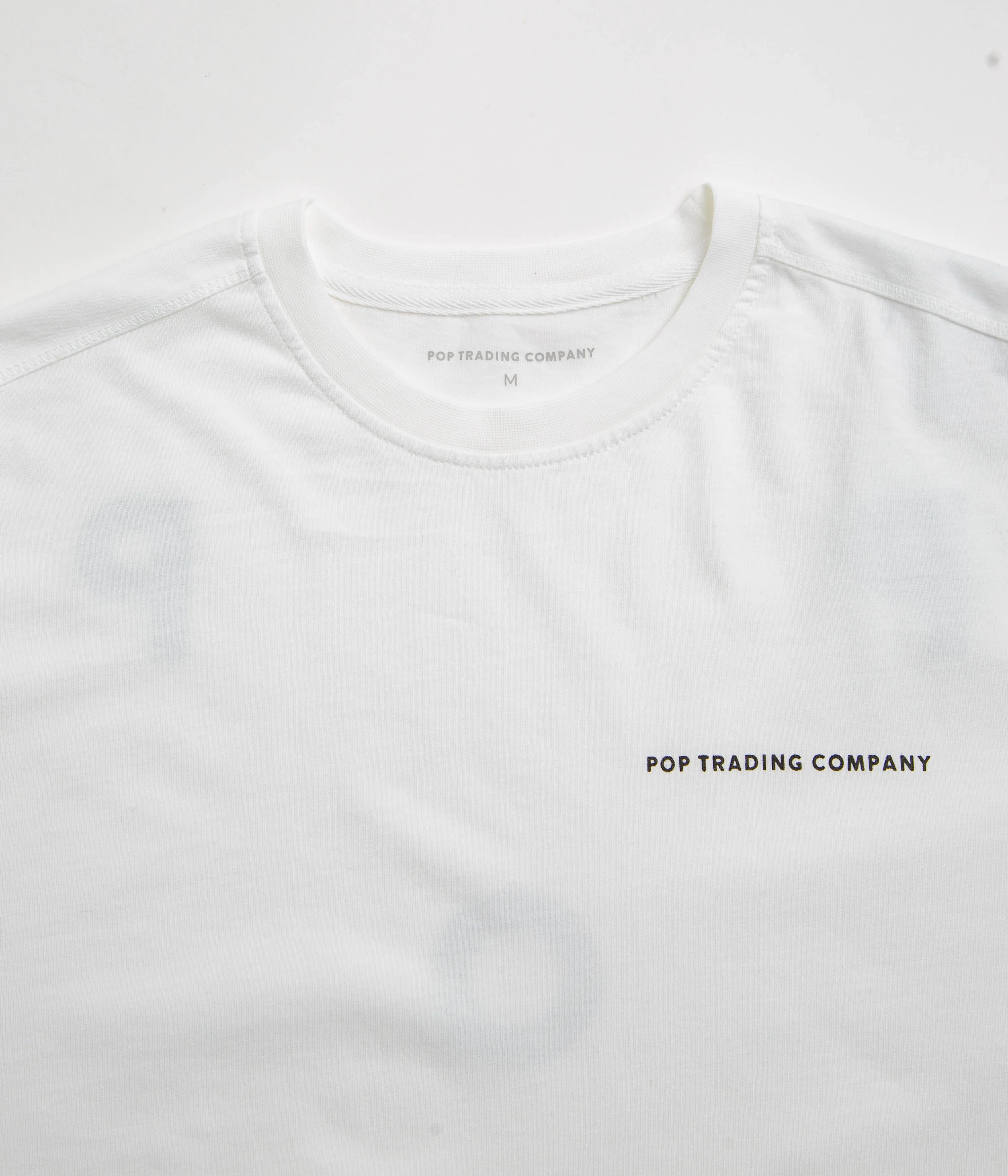 Embroidered Pop Trading Company Logo T-Shirt - White / Black