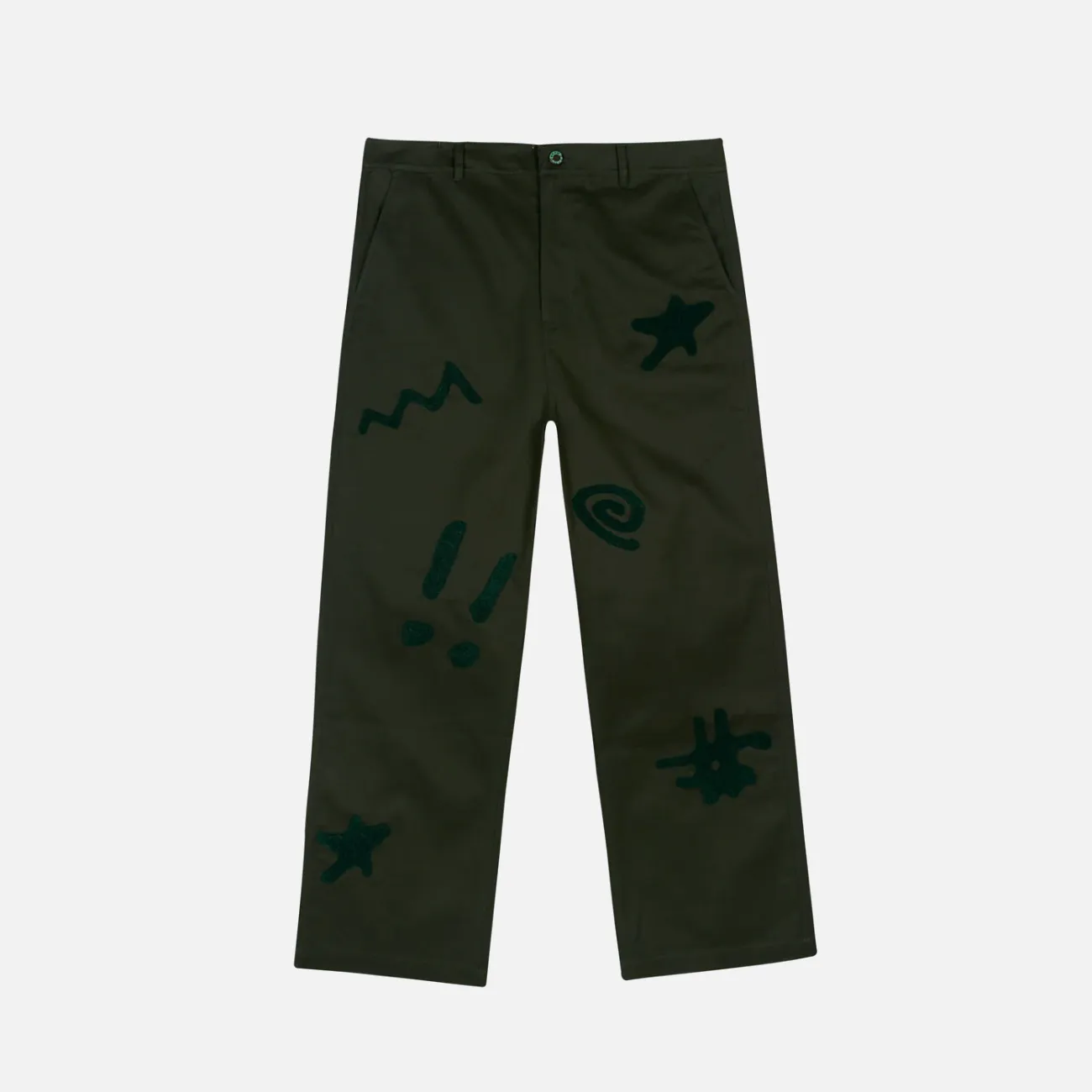 CHENILLE SYMBOLS FOUR POCKET PANT - DEEP GREEN Elegant Glow