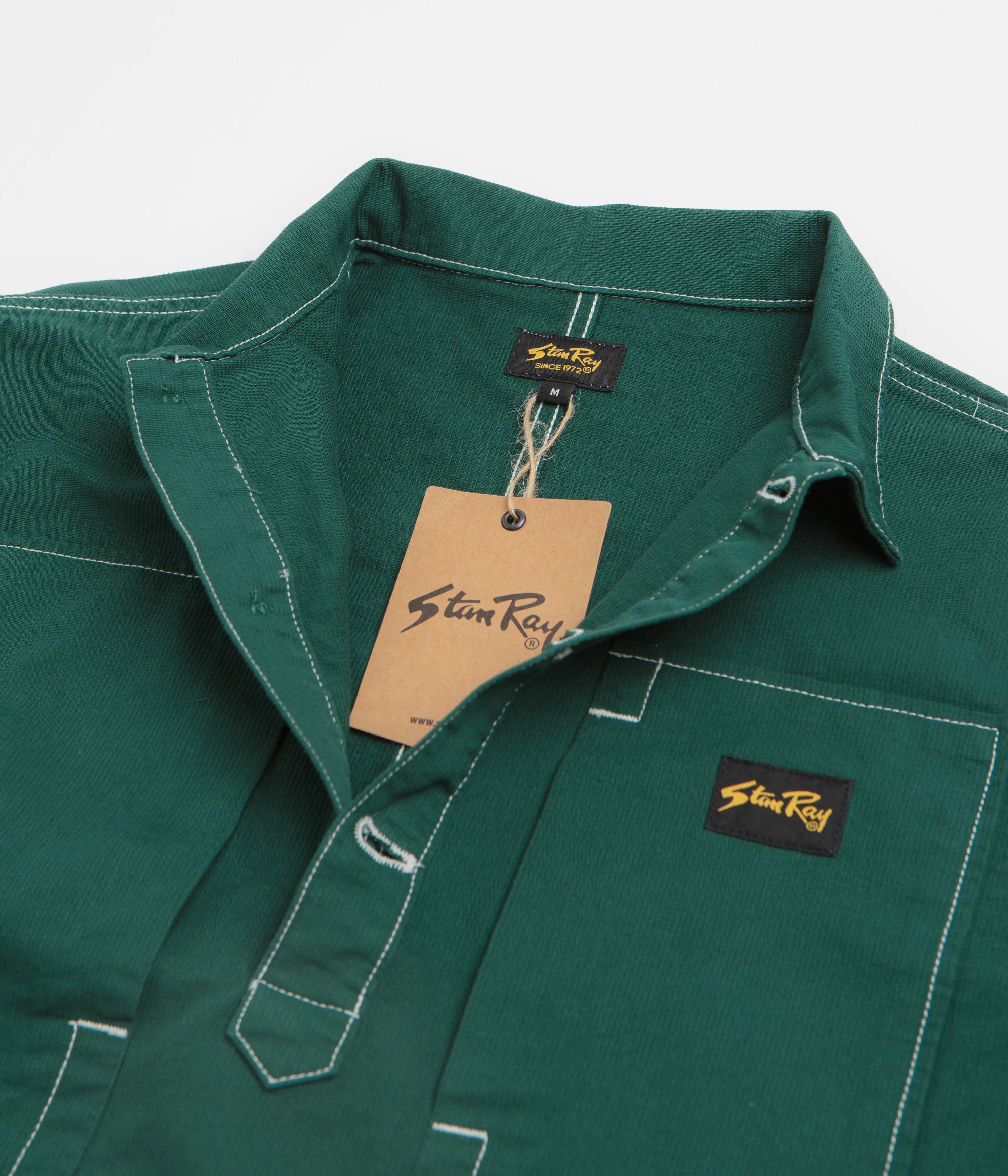 Eco Dye Technique Backpacking Trip Stan Ray Painters Pop Over Shirt - Botanical Green Bedford