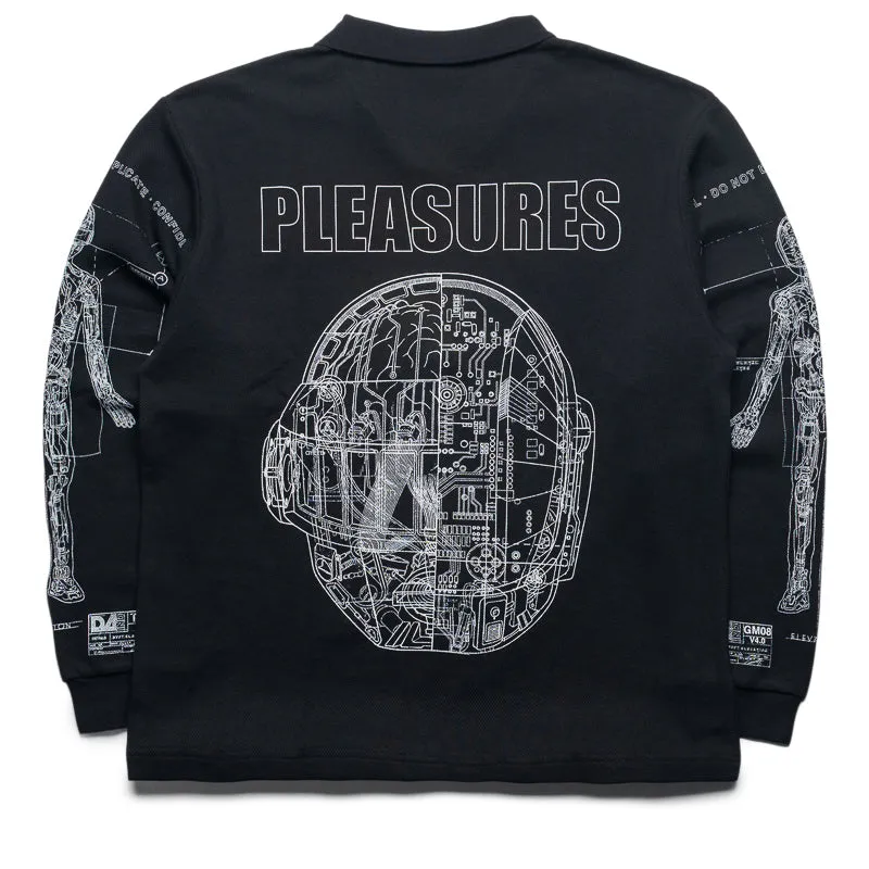 Holiday Gift Sophisticated Look Pleasures Schematic L/S Polo - Black