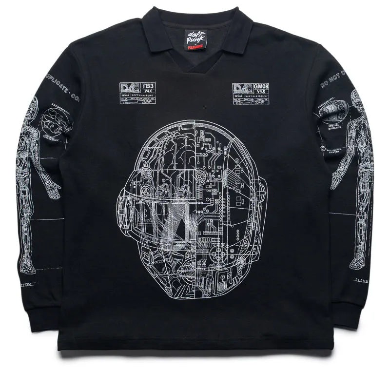 Pleasures Schematic L/S Polo - Black Contemporary Look