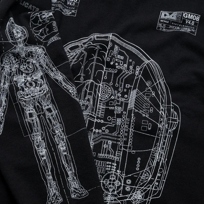 Runway Inspired Pleasures Schematic L/S Polo - Black