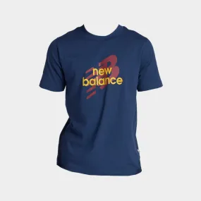 FlexibleNeckline HygroscopicFiber New Balance Mens Sport Angular Logo Tee Navy