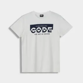 ButterySoftTexture Code Mens Half Block Tee White