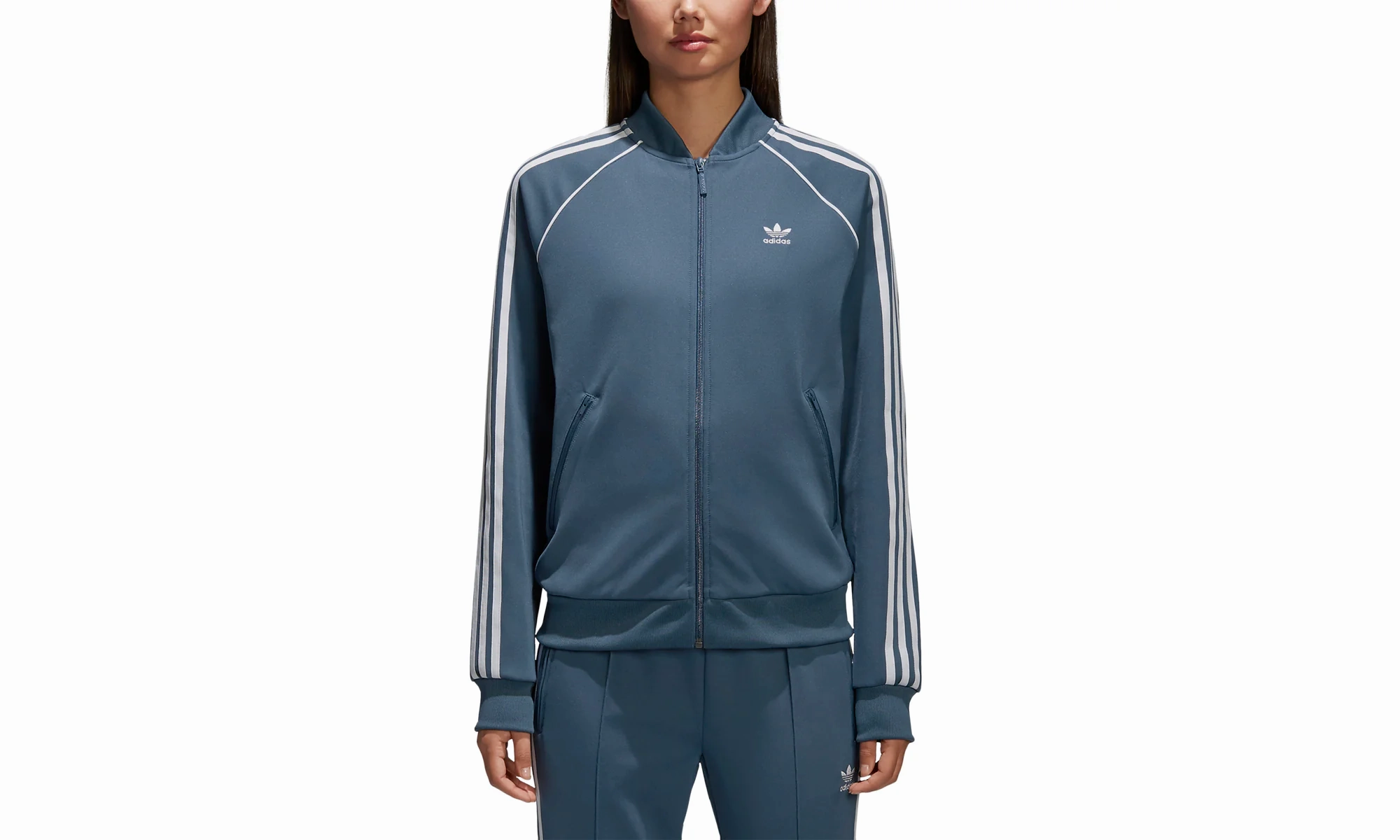 TearResistant Fabric 4Way Stretch Superstar Track Top "Dark Steeel / White"