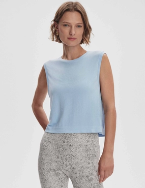Maneuverable Page Seamless Crop Tank - Cashmere Blue