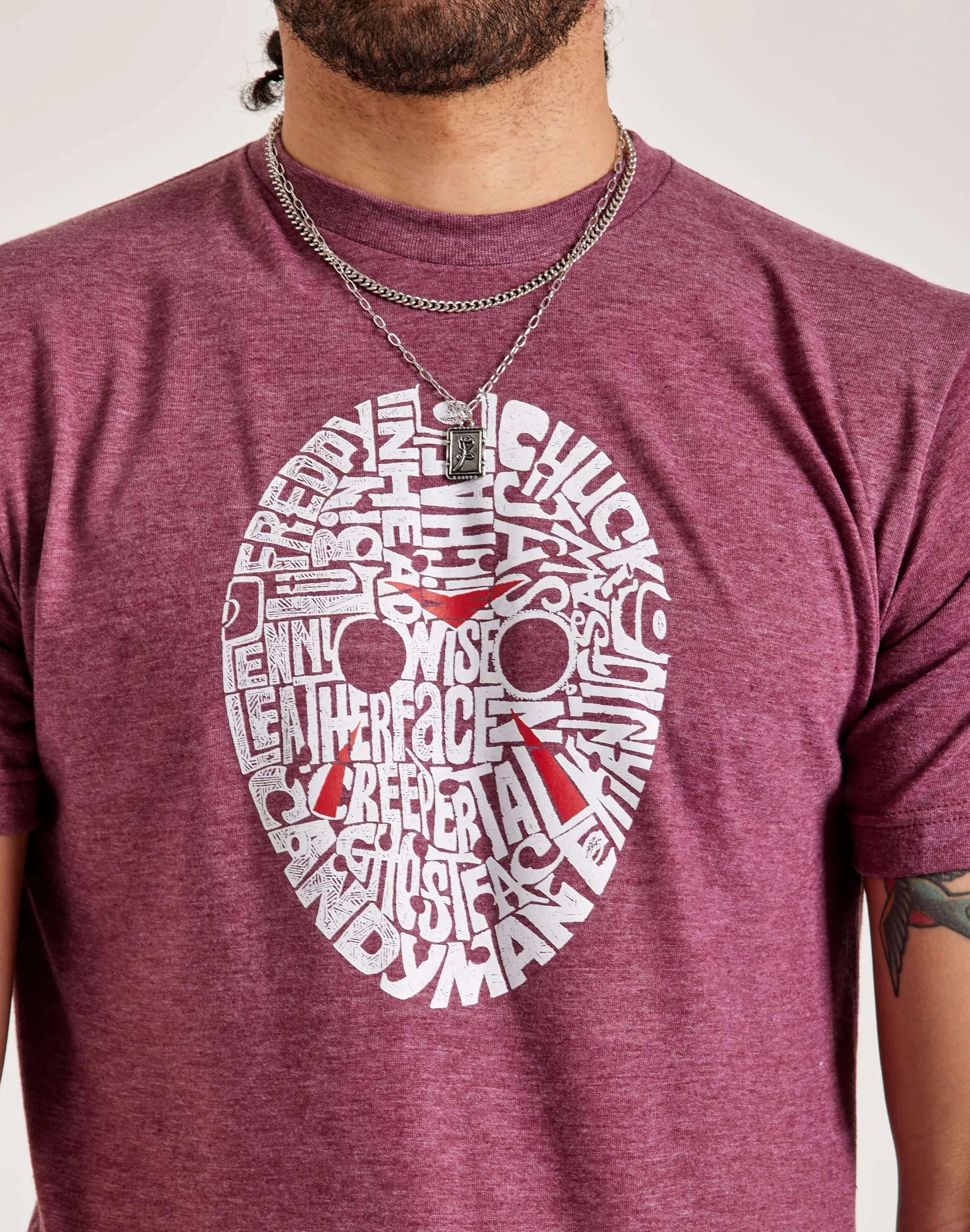 LowBulkFabric LA Pop Art Word Art Slasher Movie Villains Tee