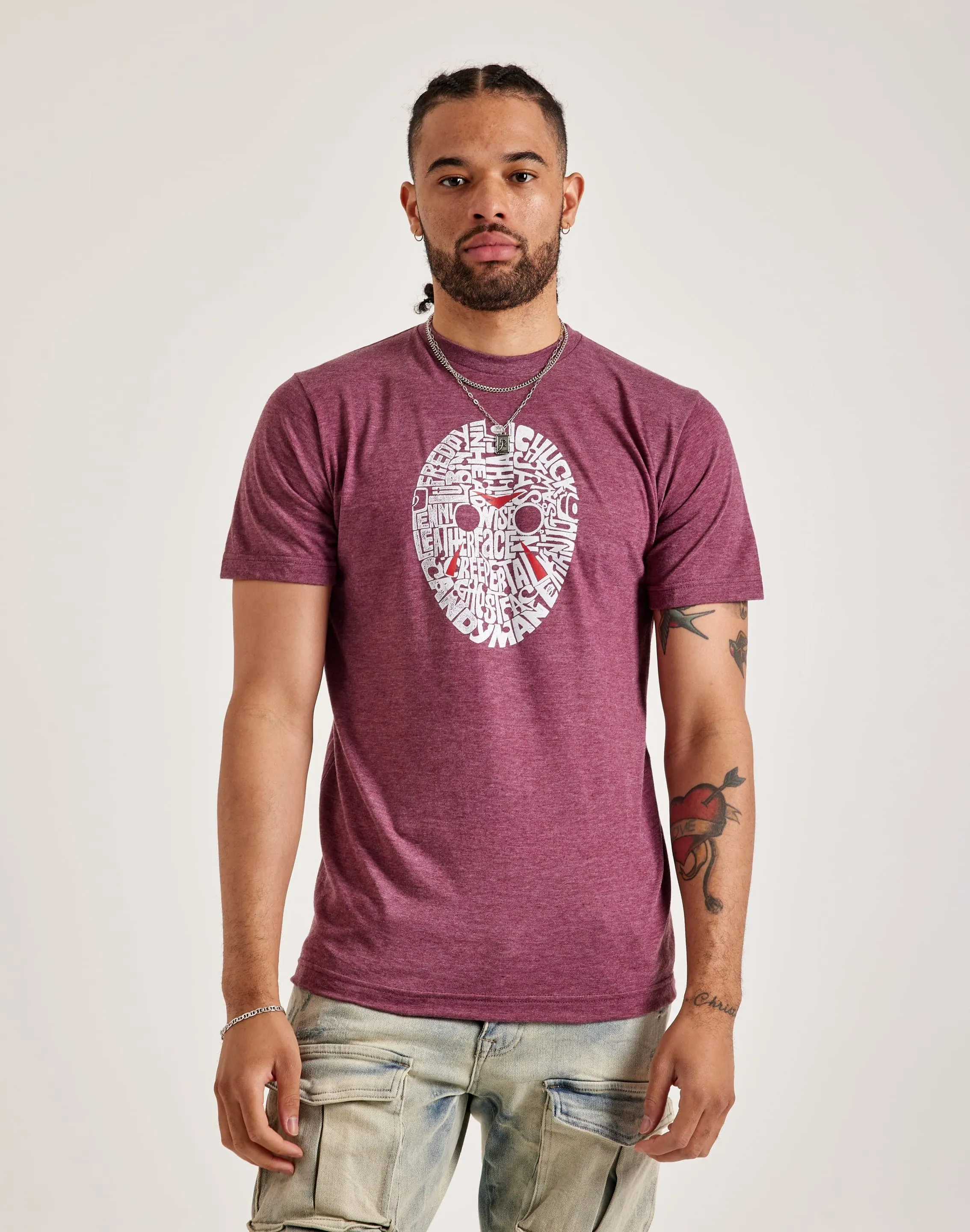 LA Pop Art Word Art Slasher Movie Villains Tee Evening Glow