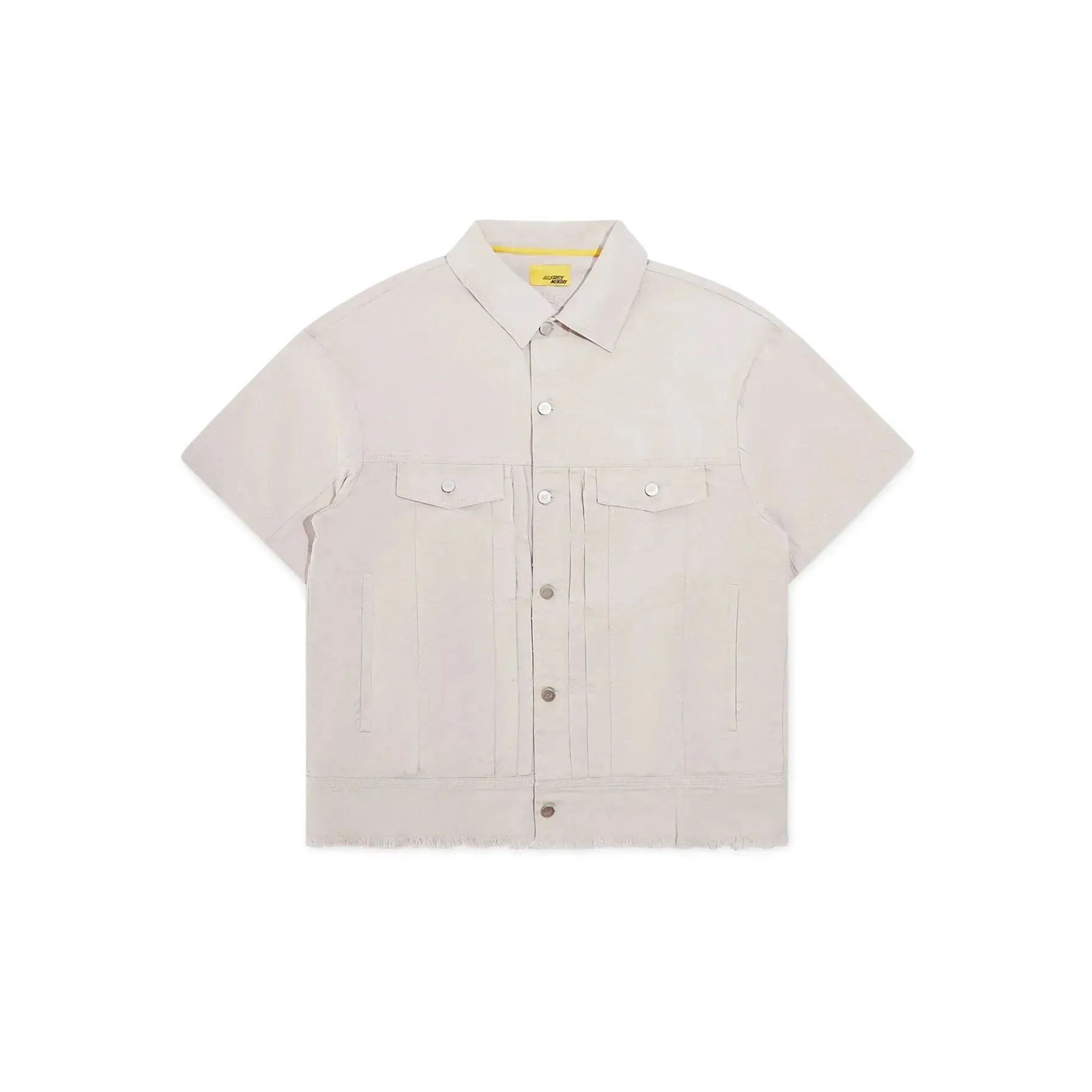 Canvas Short Sleeve Trucker Jacket Wrinkle Free Fabric Magnetic Closure