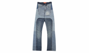 Smart Wardrobe Night Out Traveler Gear Stylish Indigo Upcycled Patchwork Denim Jeans "Blue"