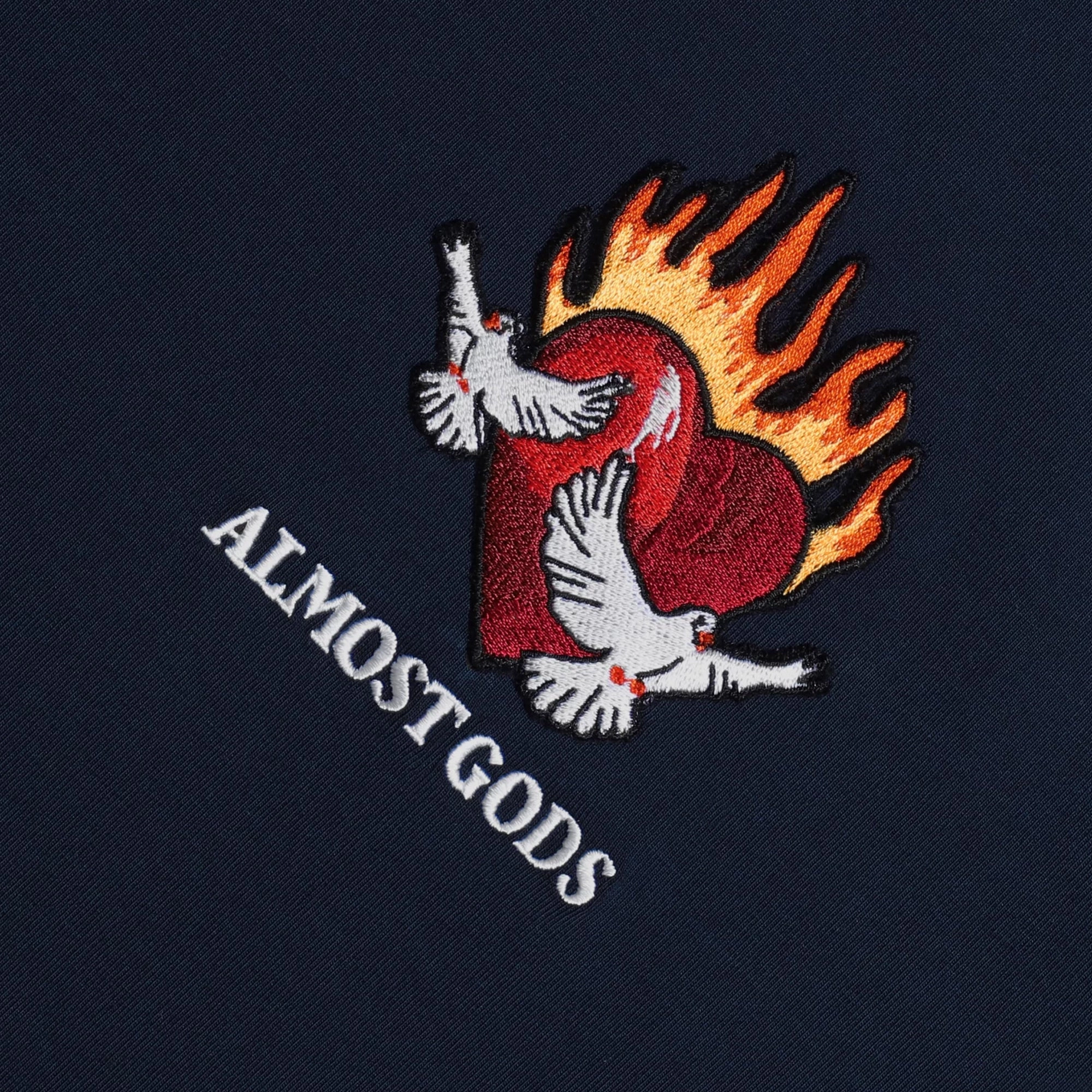 Inner Glow ALMOST GODS | BURNING HEART BOXY TEE { NAVY