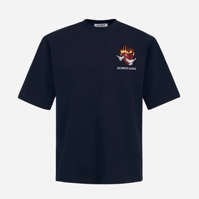 ALMOST GODS | BURNING HEART BOXY TEE { NAVY Denim Cool Lean Glow