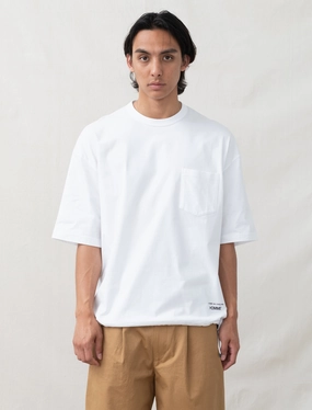 RibbedHemline Cinch Pocket Tee (White)