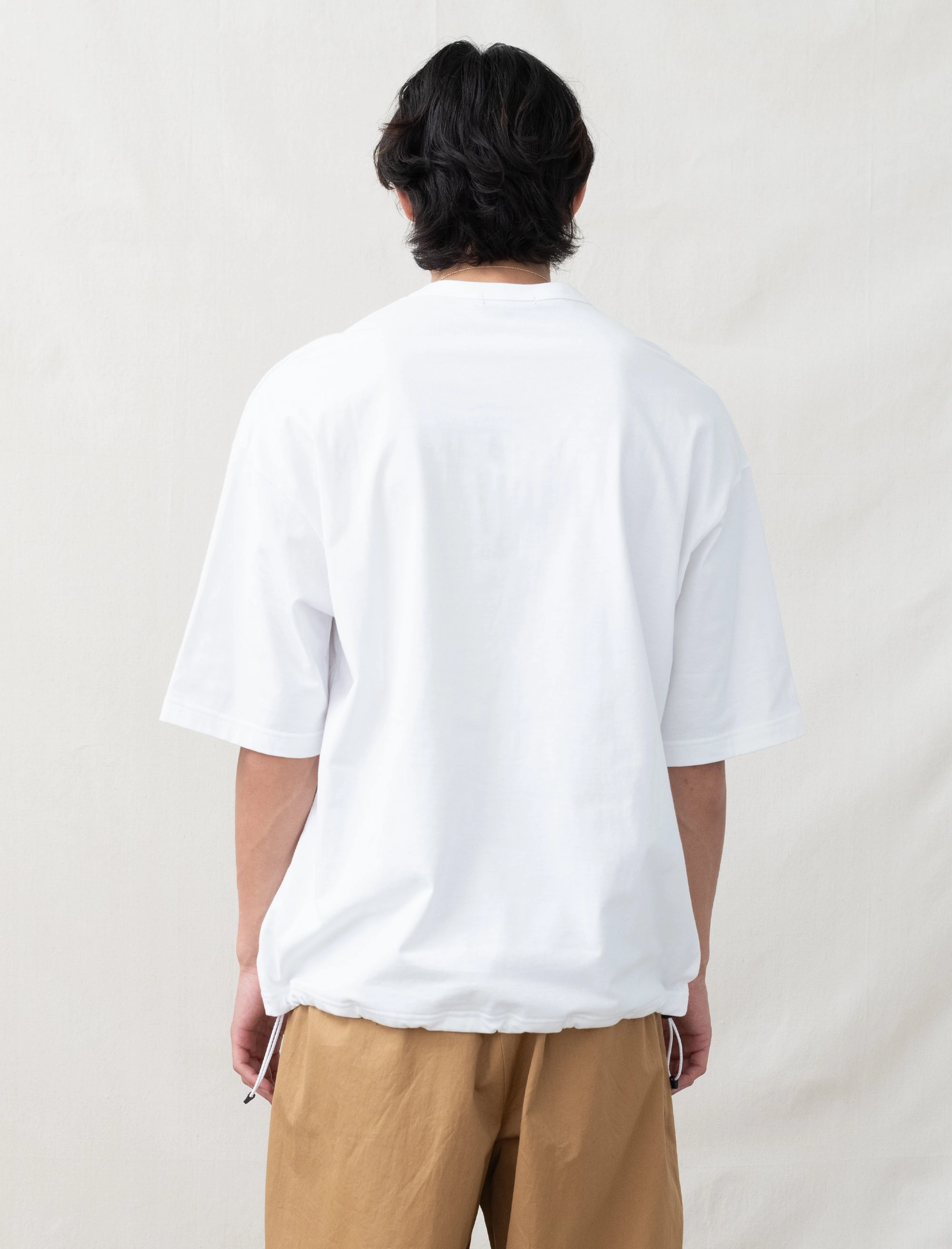 Circular Knit Technique Anti Pilling Cinch Pocket Tee (White)