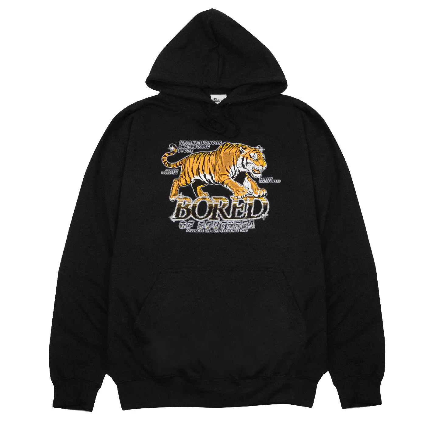 solo adventure Shrew like Bored of Southsea Airbrush Tiger Hoodie - Black