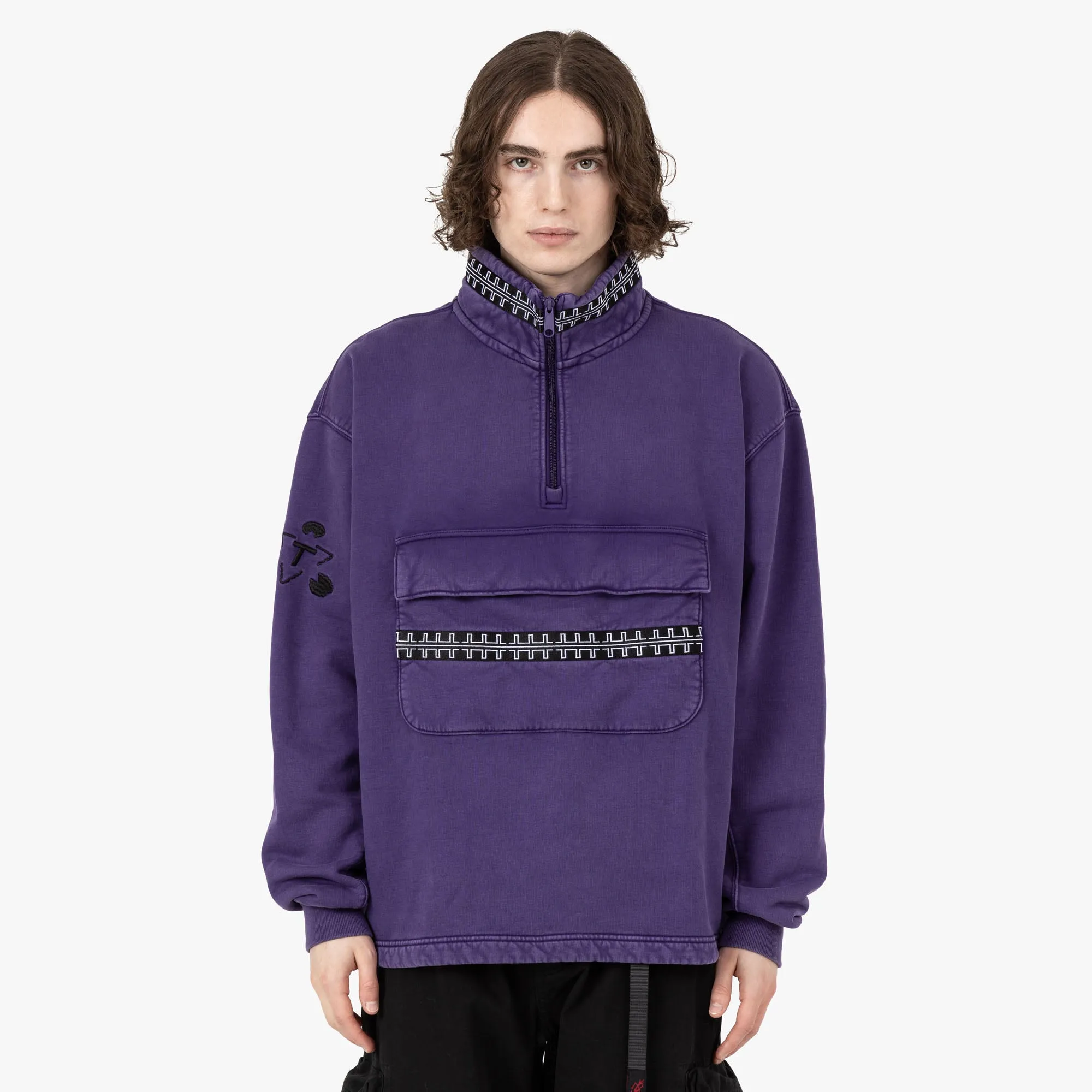 The Trilogy Tapes Pulse Tape Funnel Neck Crew / Purple lanyard accents