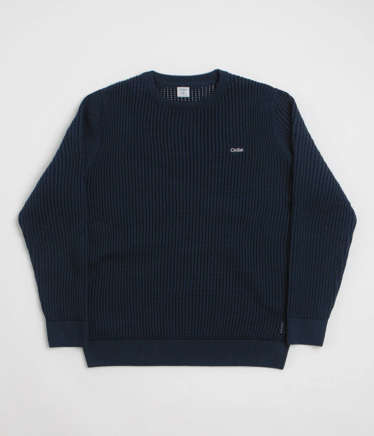 Civilist Loose Gauge Knit Sweatshirt - Navy Relaxed Style Team Pride