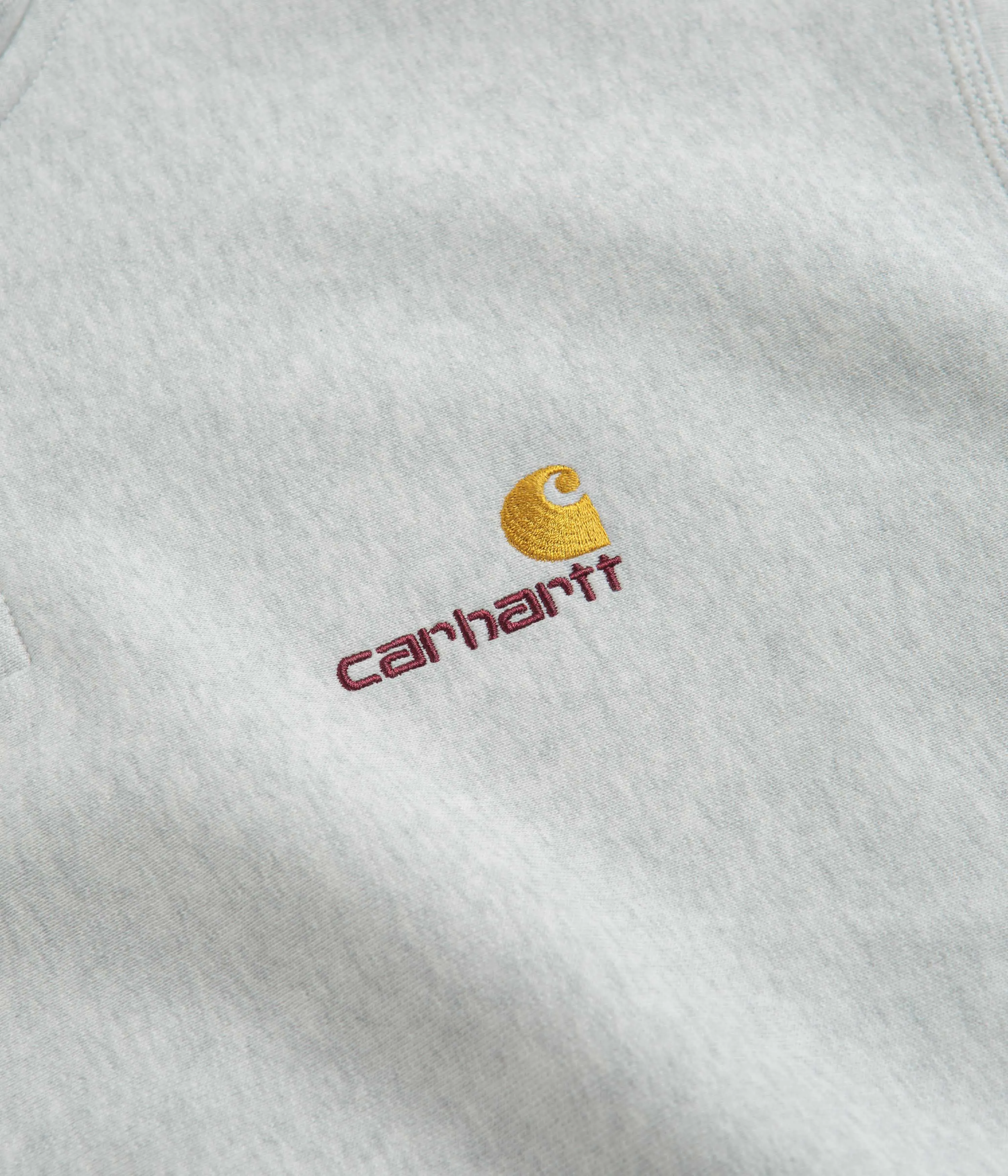 swimming suitable Effortless Style Carhartt Half Zip American Script Sweatshirt - Ash Heather
