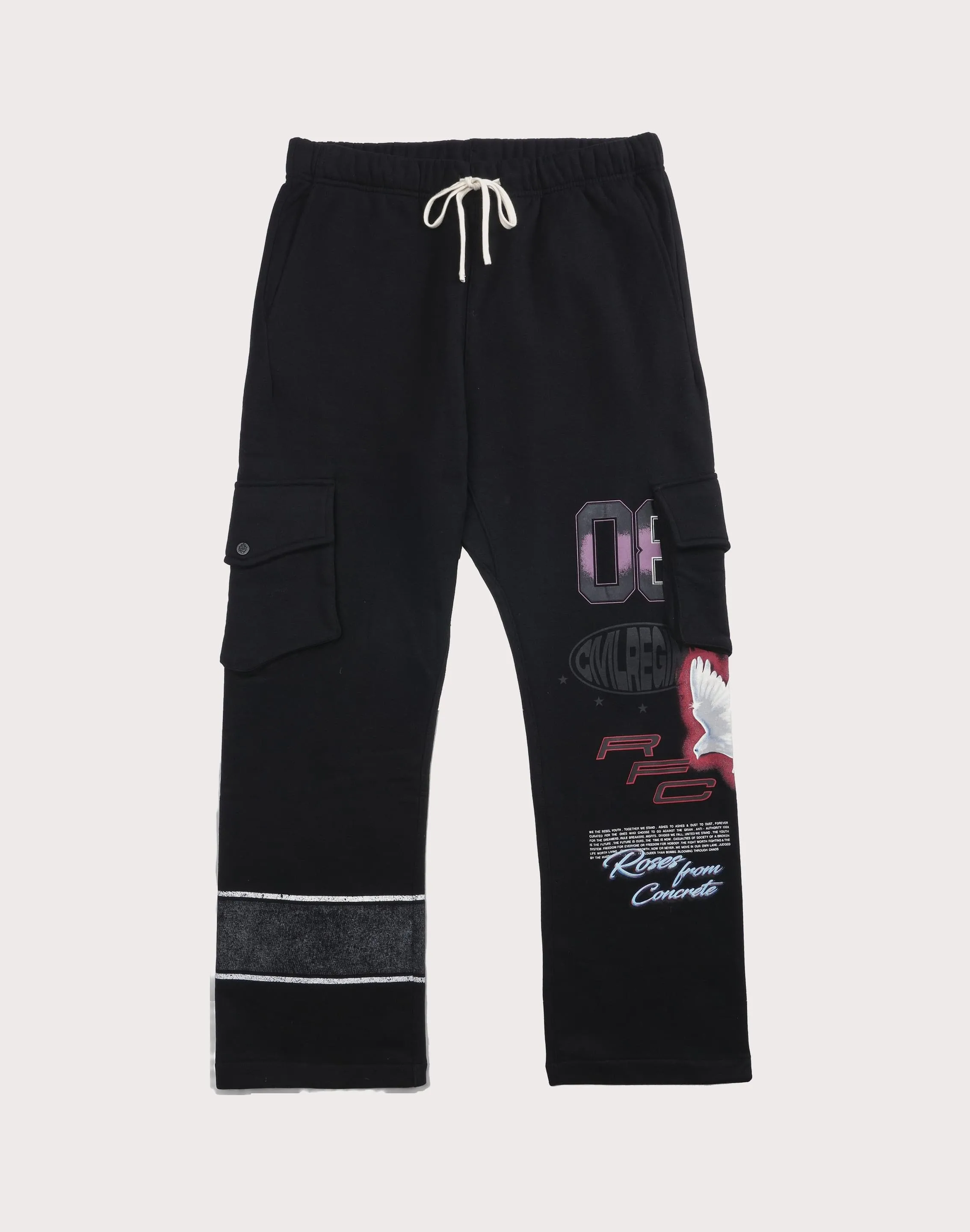CIVIL CLOTHING Fleece Dove Black Pants PreShrunk Cotton