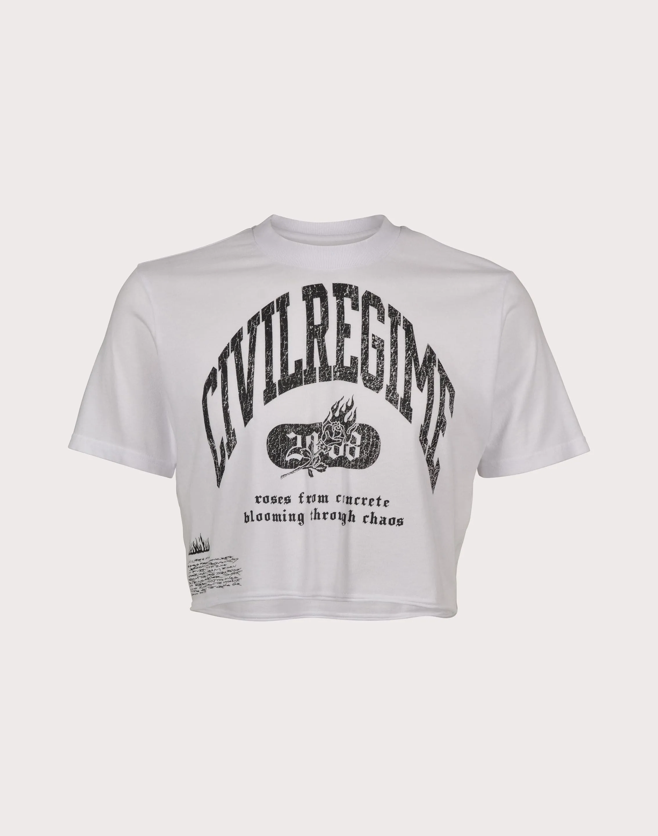 SplitHemDesign MultiPurposePockets CIVIL CLOTHING Rose Year Crop White Tee