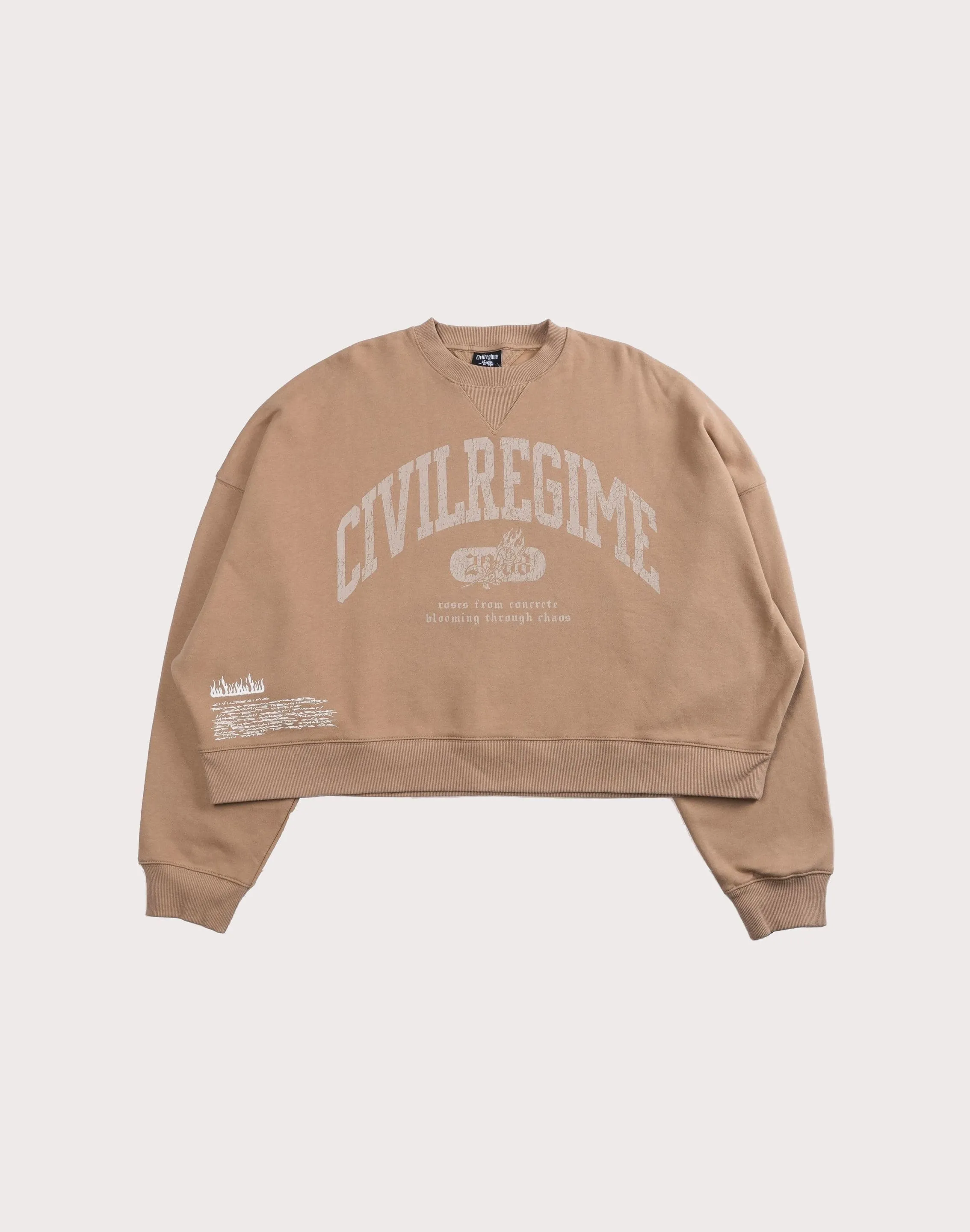 CIVIL CLOTHING Rose Year Cropped Sand Crew Rain Fit