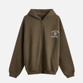 ESSENTIALS HEAVY FLEECE FULLZIP HOODIE - BROWN Inner Glow Stage Feel