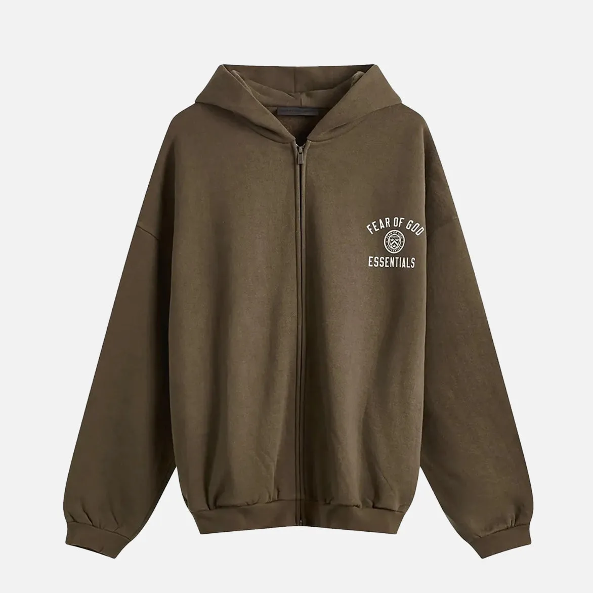 ESSENTIALS HEAVY FLEECE FULLZIP HOODIE - BROWN Inner Glow Stage Feel