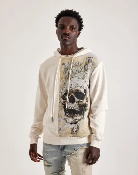 Sequin Glow Soft Inner Lining Majestik Skull Head Tapestry Mix Hoodie