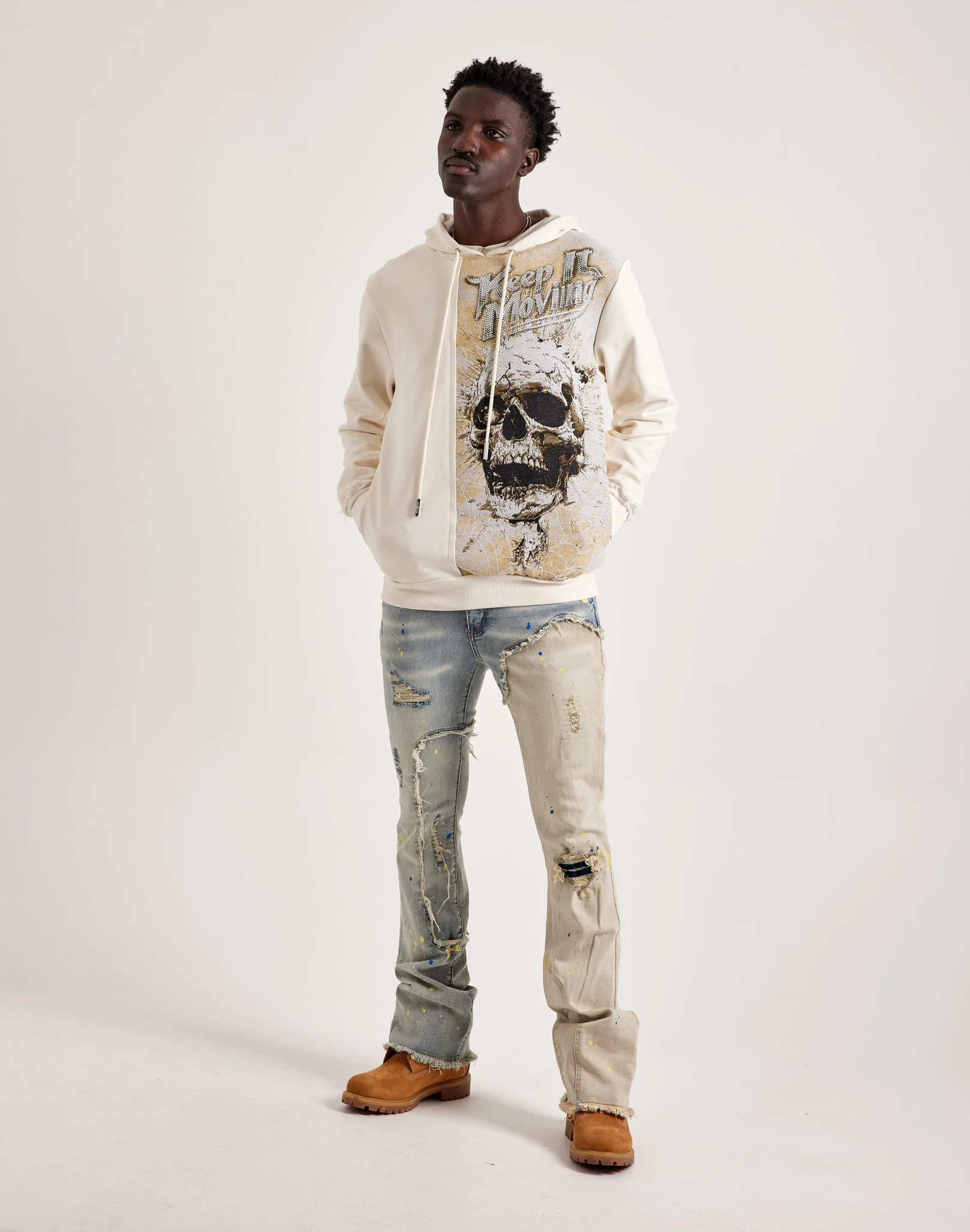 Majestik Skull Head Tapestry Mix Hoodie AntiSnag Threading
