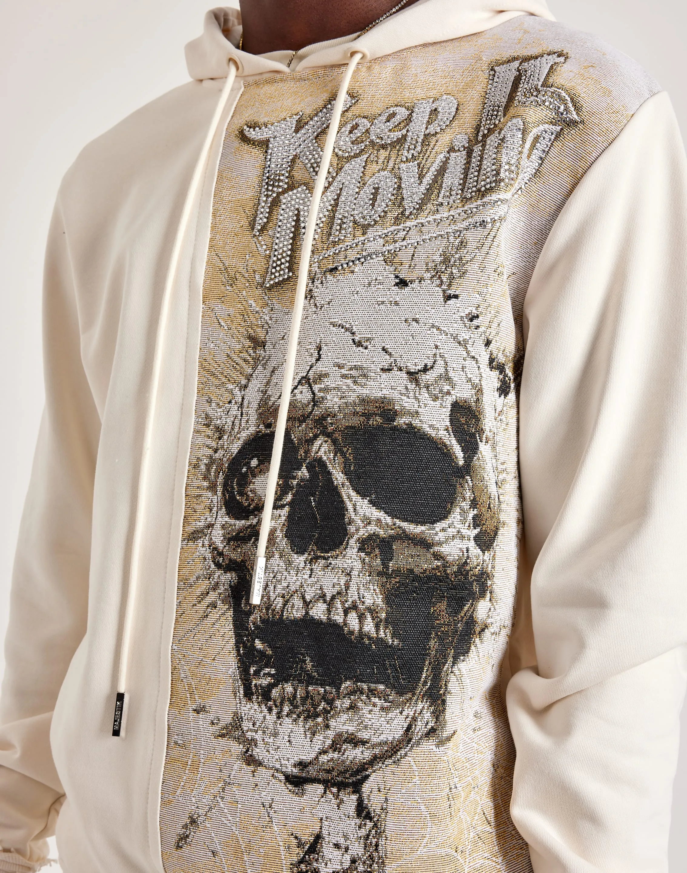 Dad Core Majestik Skull Head Tapestry Mix Hoodie